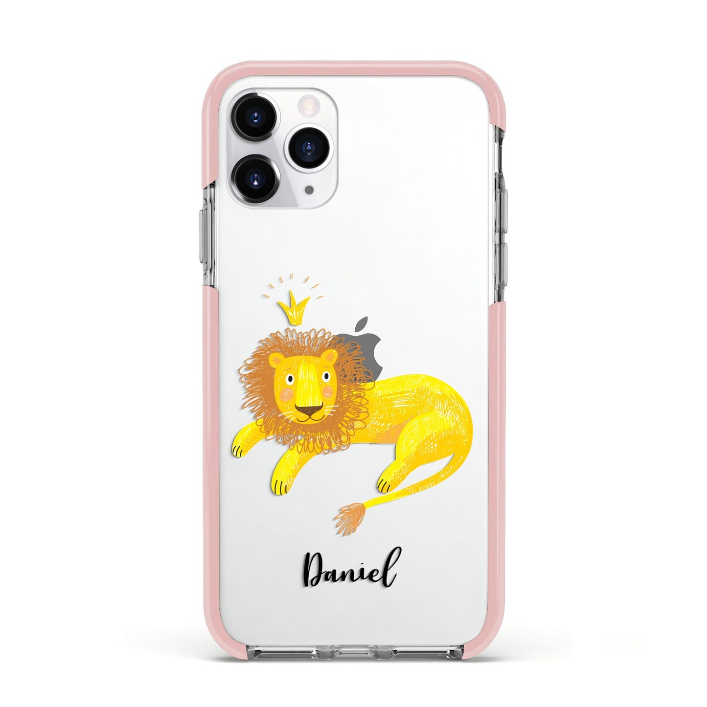 Custom Lion Apple iPhone 11 Pro in Silver with Pink Impact Case