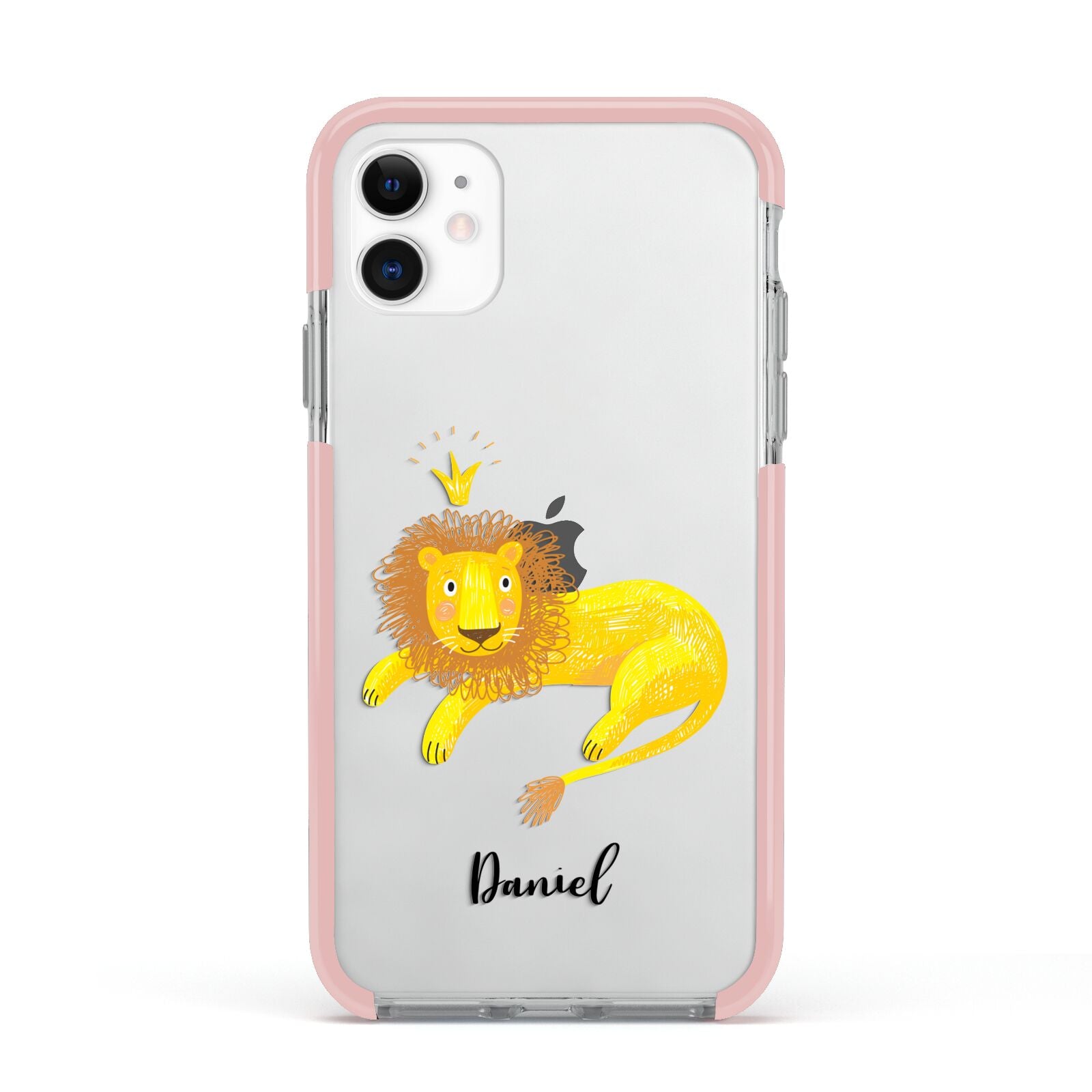 Custom Lion Apple iPhone 11 in White with Pink Impact Case