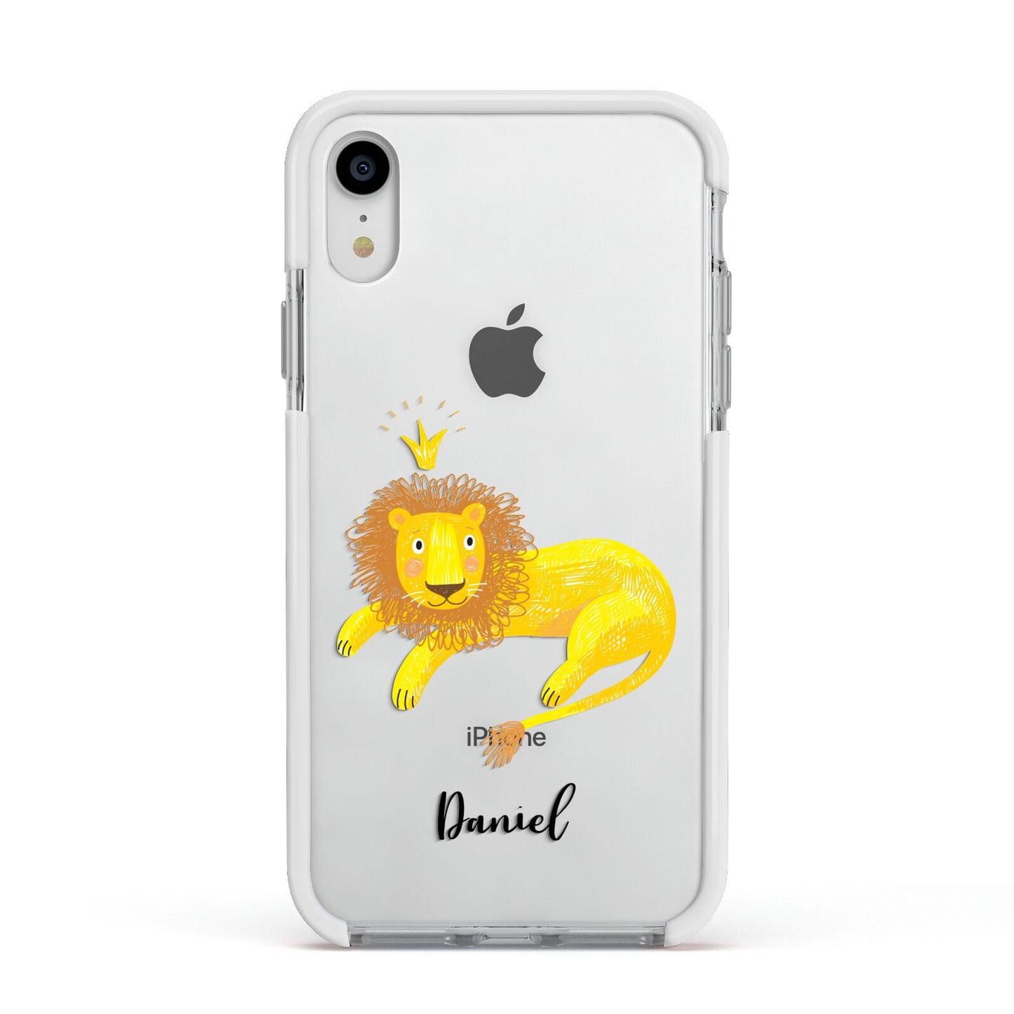 Custom Lion Apple iPhone XR Impact Case White Edge on Silver Phone