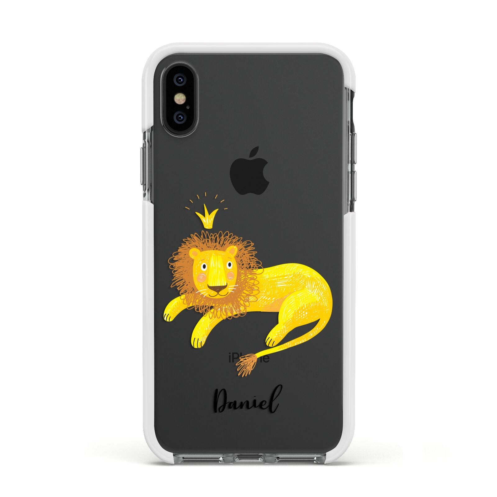 Custom Lion Apple iPhone Xs Impact Case White Edge on Black Phone