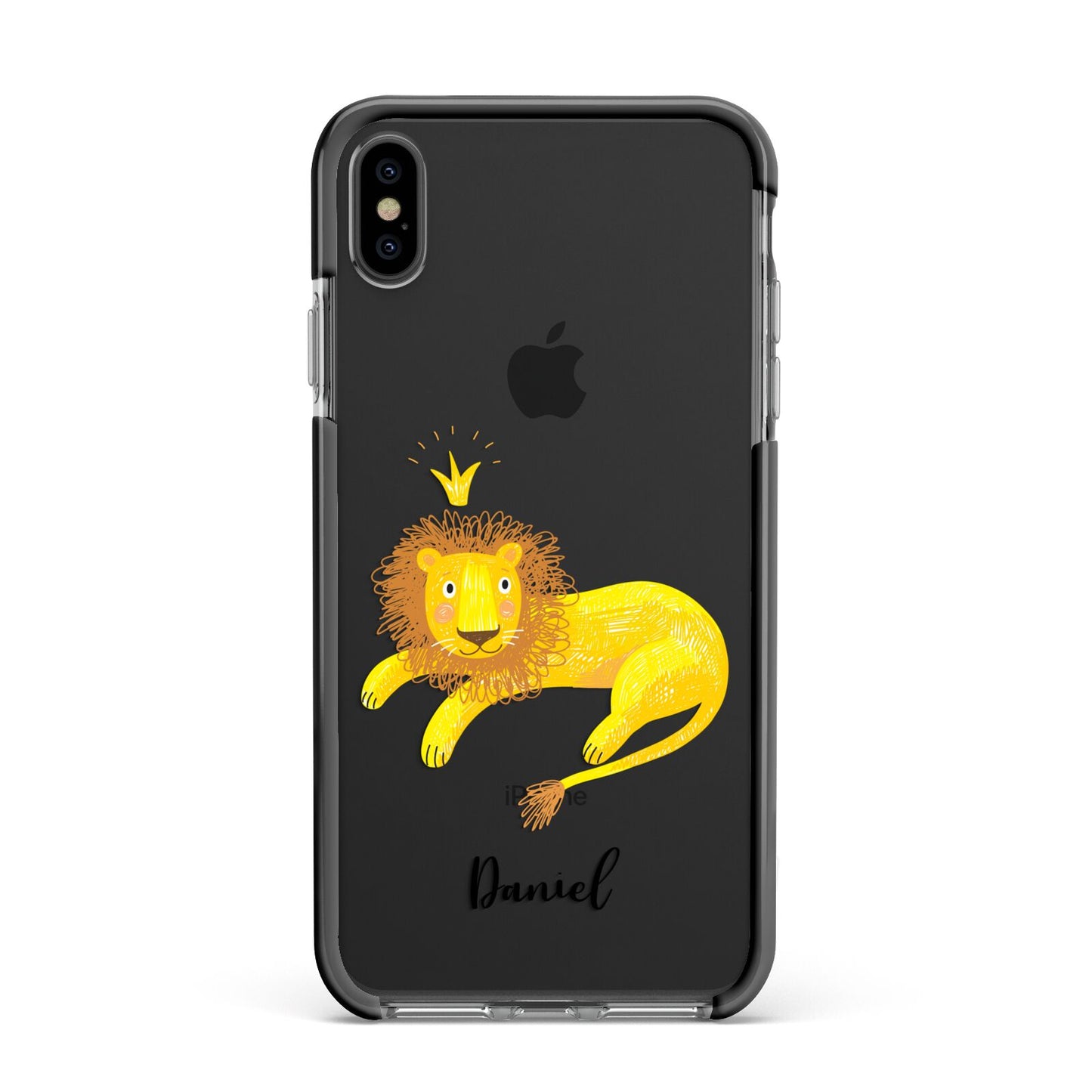 Custom Lion Apple iPhone Xs Max Impact Case Black Edge on Black Phone