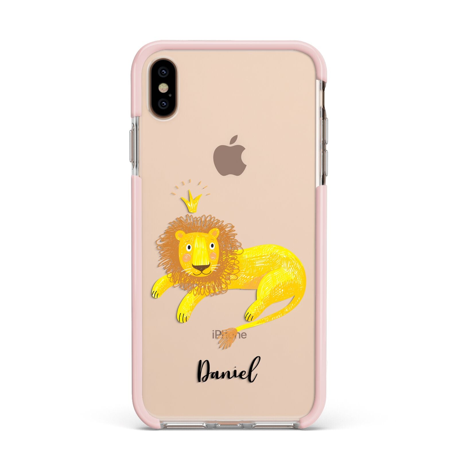 Custom Lion Apple iPhone Xs Max Impact Case Pink Edge on Gold Phone