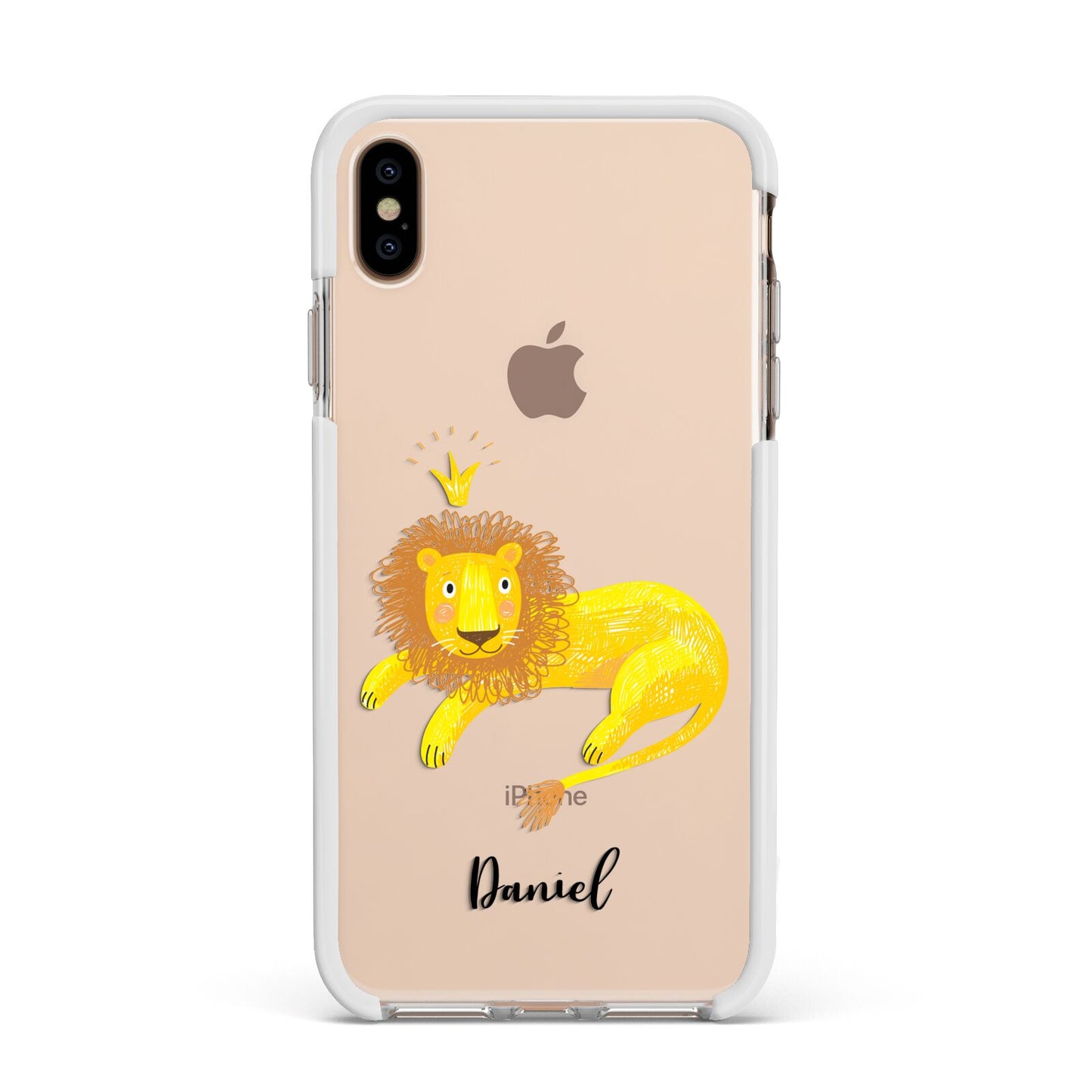 Custom Lion Apple iPhone Xs Max Impact Case White Edge on Gold Phone