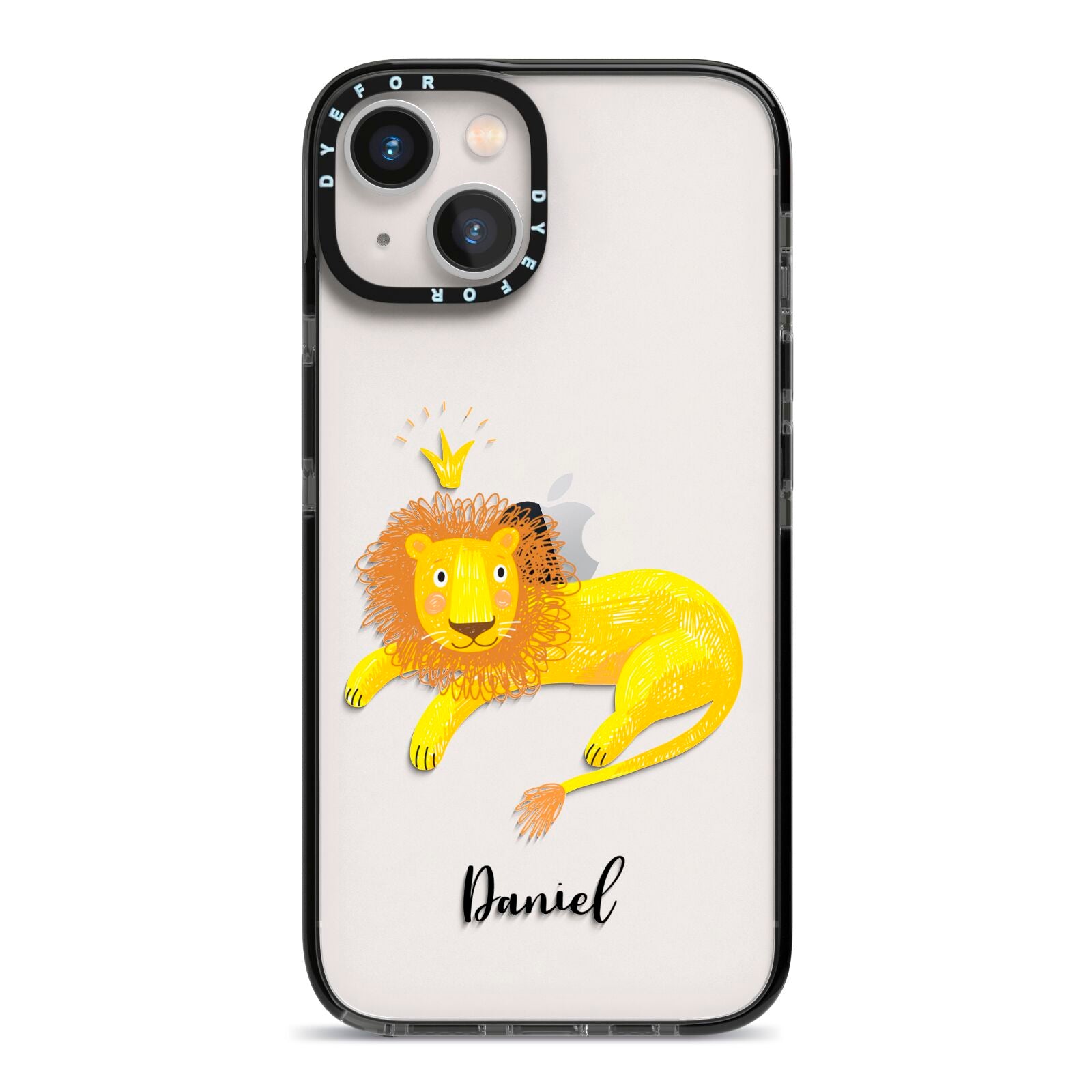 Custom Lion iPhone 13 Black Impact Case on Silver phone