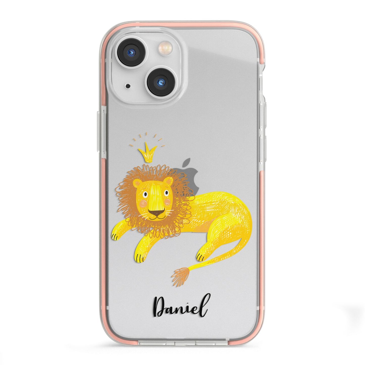 Custom Lion iPhone 13 Mini TPU Impact Case with Pink Edges