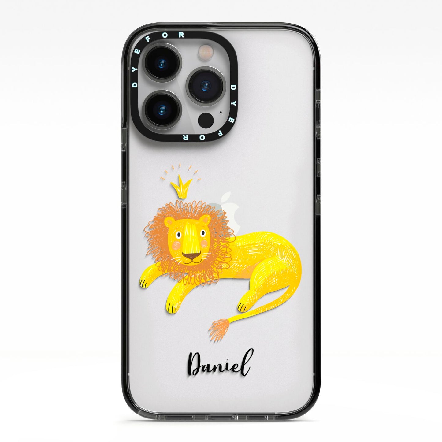 Custom Lion iPhone 13 Pro Black Impact Case on Silver phone