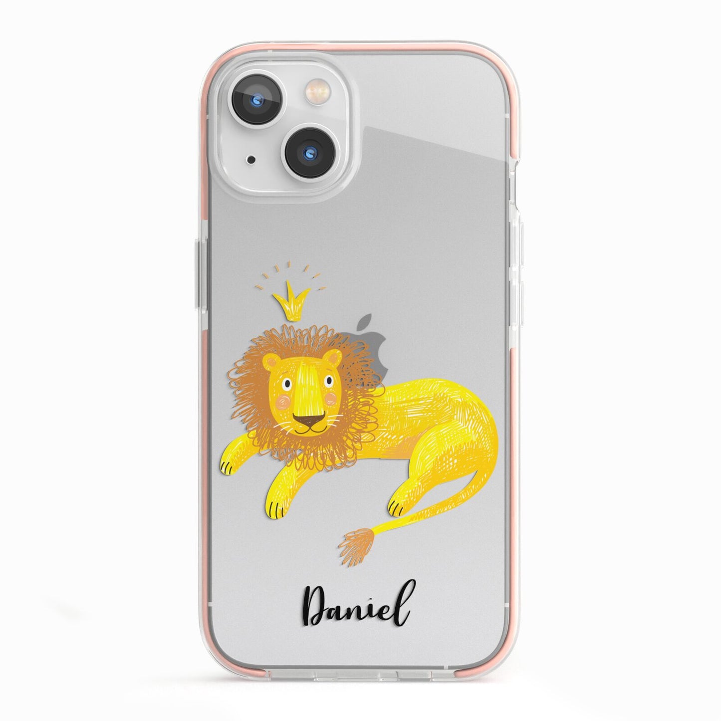 Custom Lion iPhone 13 TPU Impact Case with Pink Edges