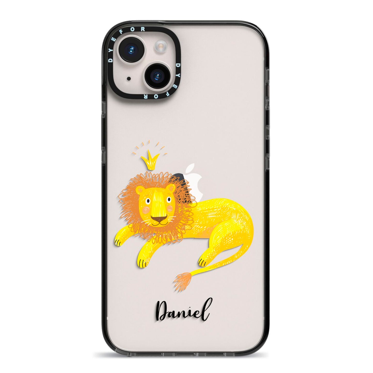 Custom Lion iPhone 14 Plus Black Impact Case on Silver phone