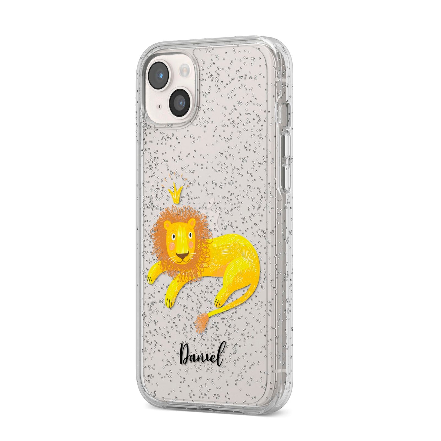 Custom Lion iPhone 14 Plus Glitter Tough Case Starlight Angled Image