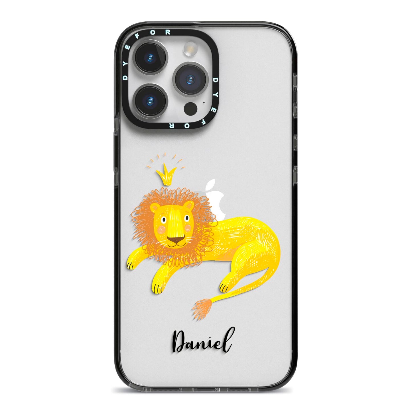 Custom Lion iPhone 14 Pro Max Black Impact Case on Silver phone