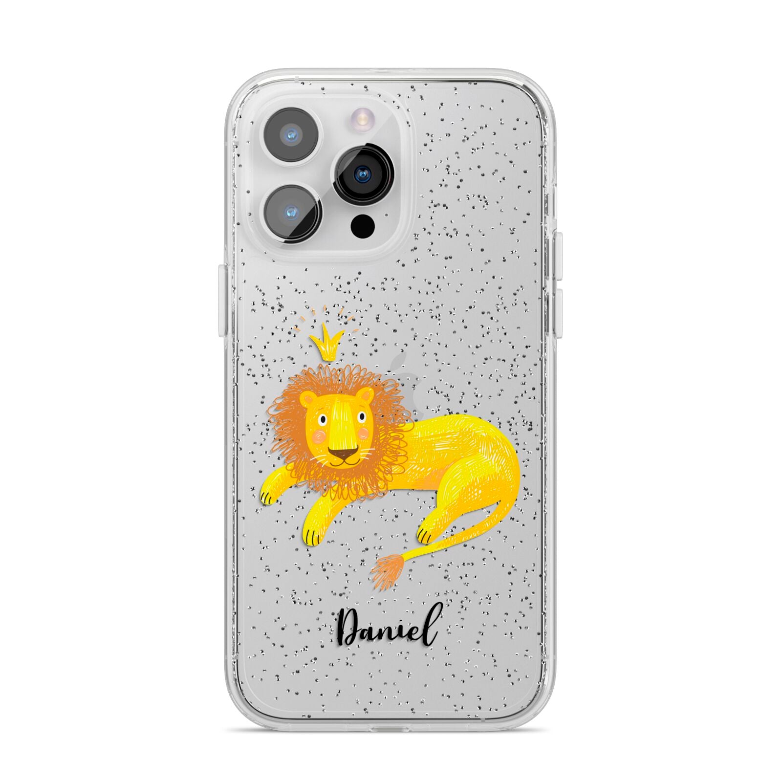 Custom Lion iPhone 14 Pro Max Glitter Tough Case Silver