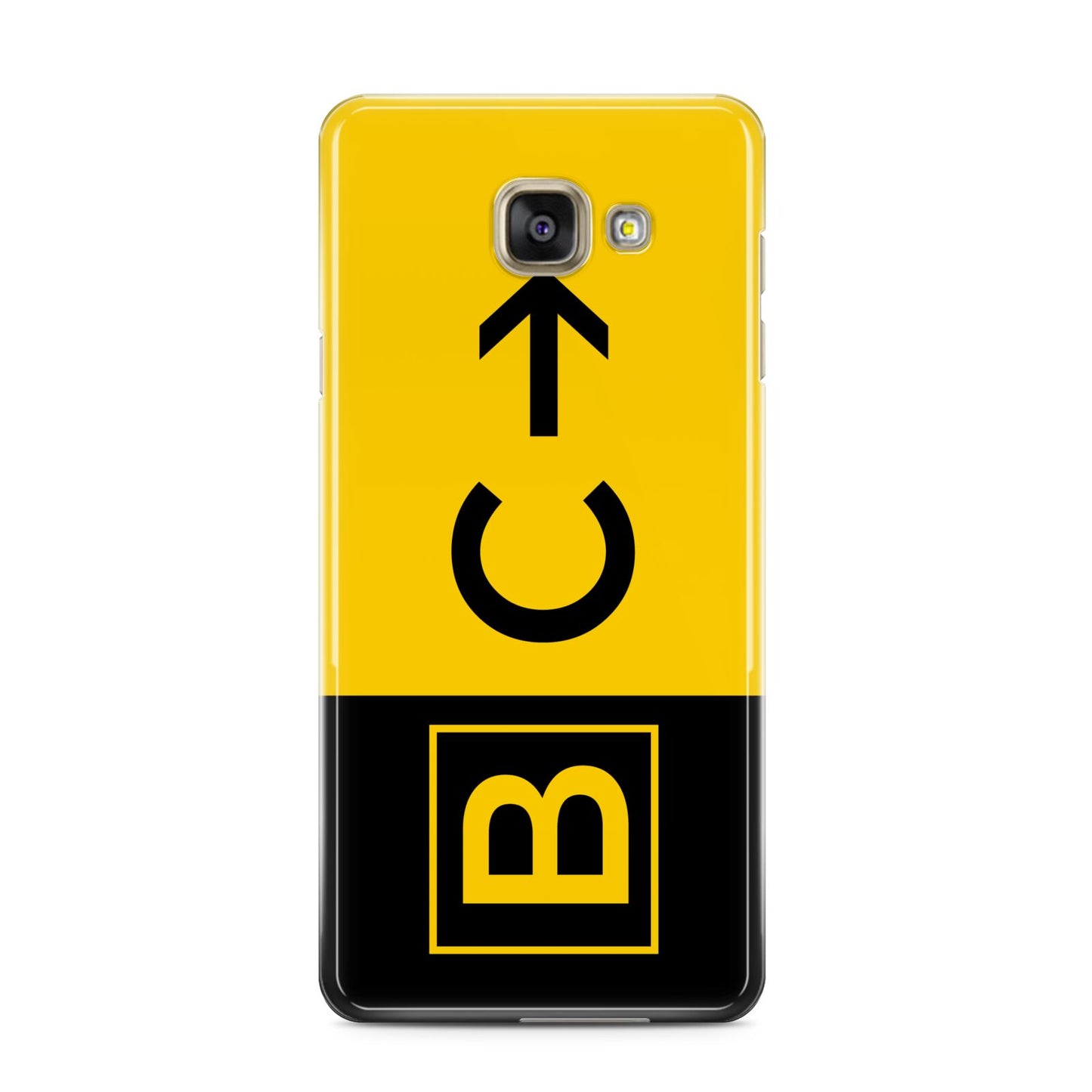 Custom Location Direction Airport Sign Samsung Galaxy A3 2016 Case on gold phone