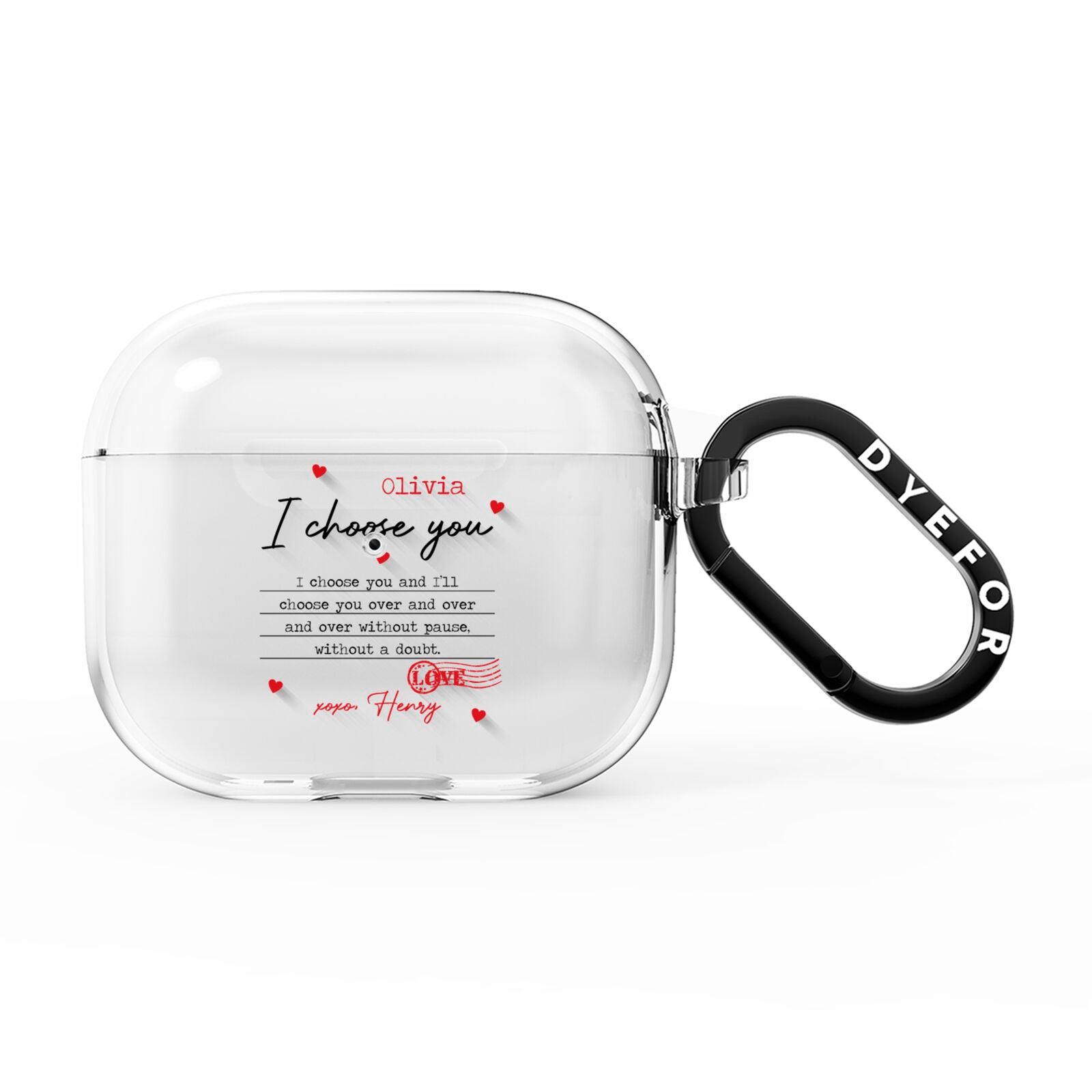 Custom Love Letter AirPods Clear Case 3rd Gen