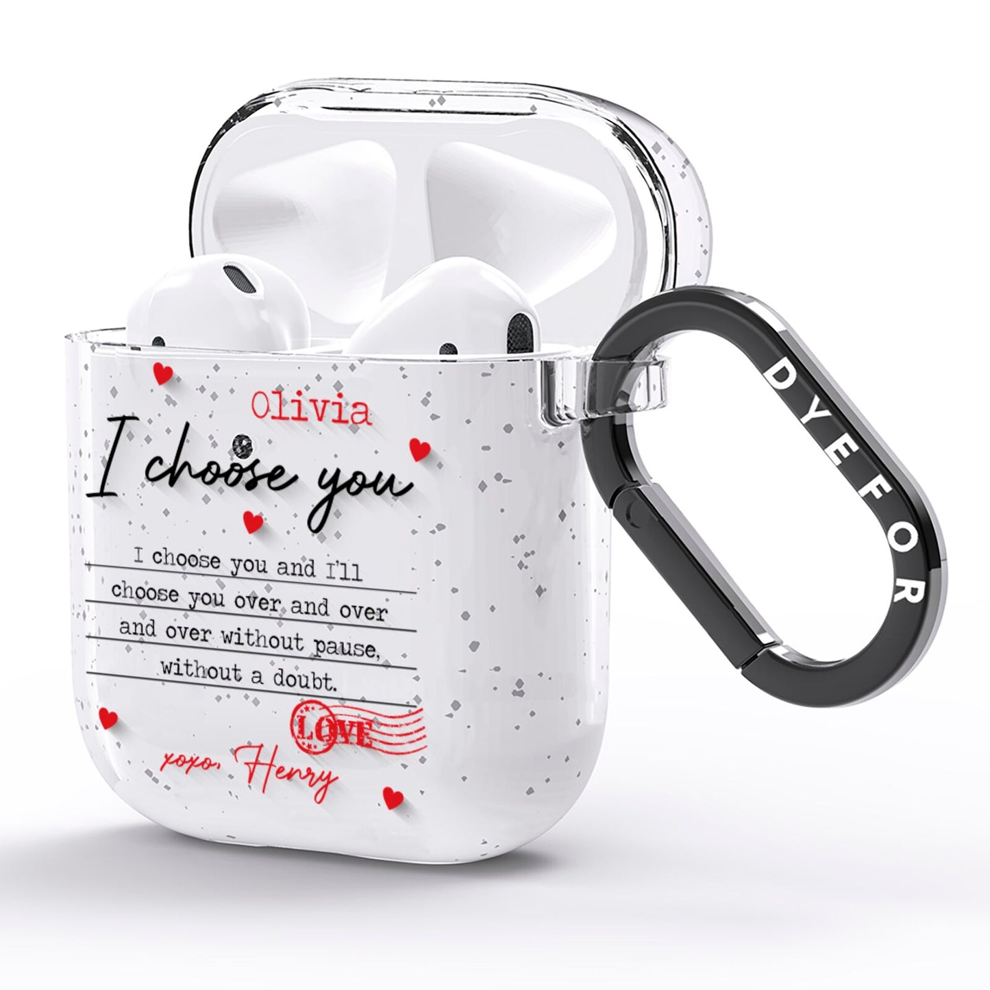 Custom Love Letter AirPods Glitter Case Side Image