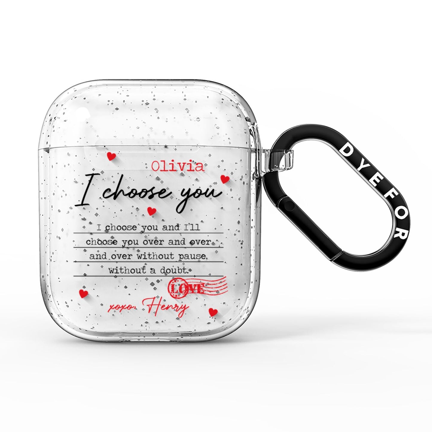 Custom Love Letter AirPods Glitter Case