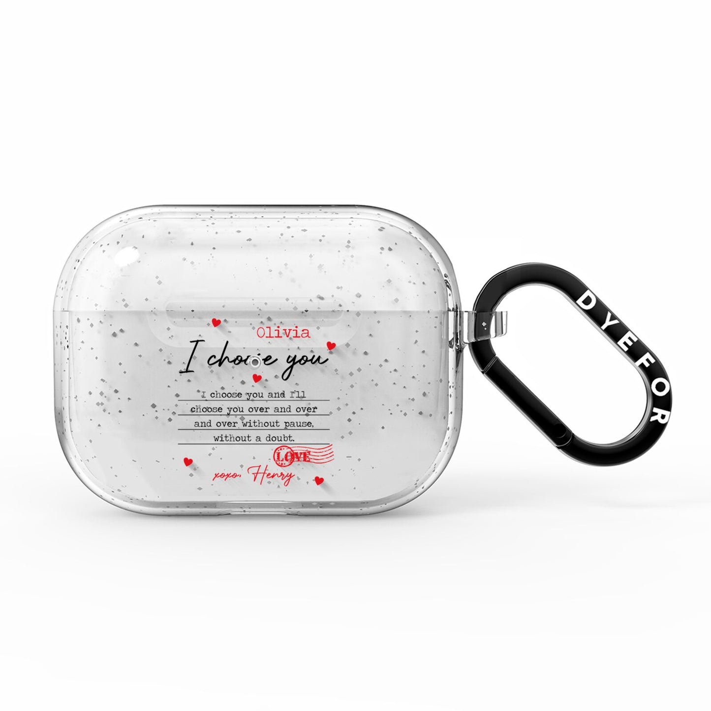 Custom Love Letter AirPods Pro Glitter Case