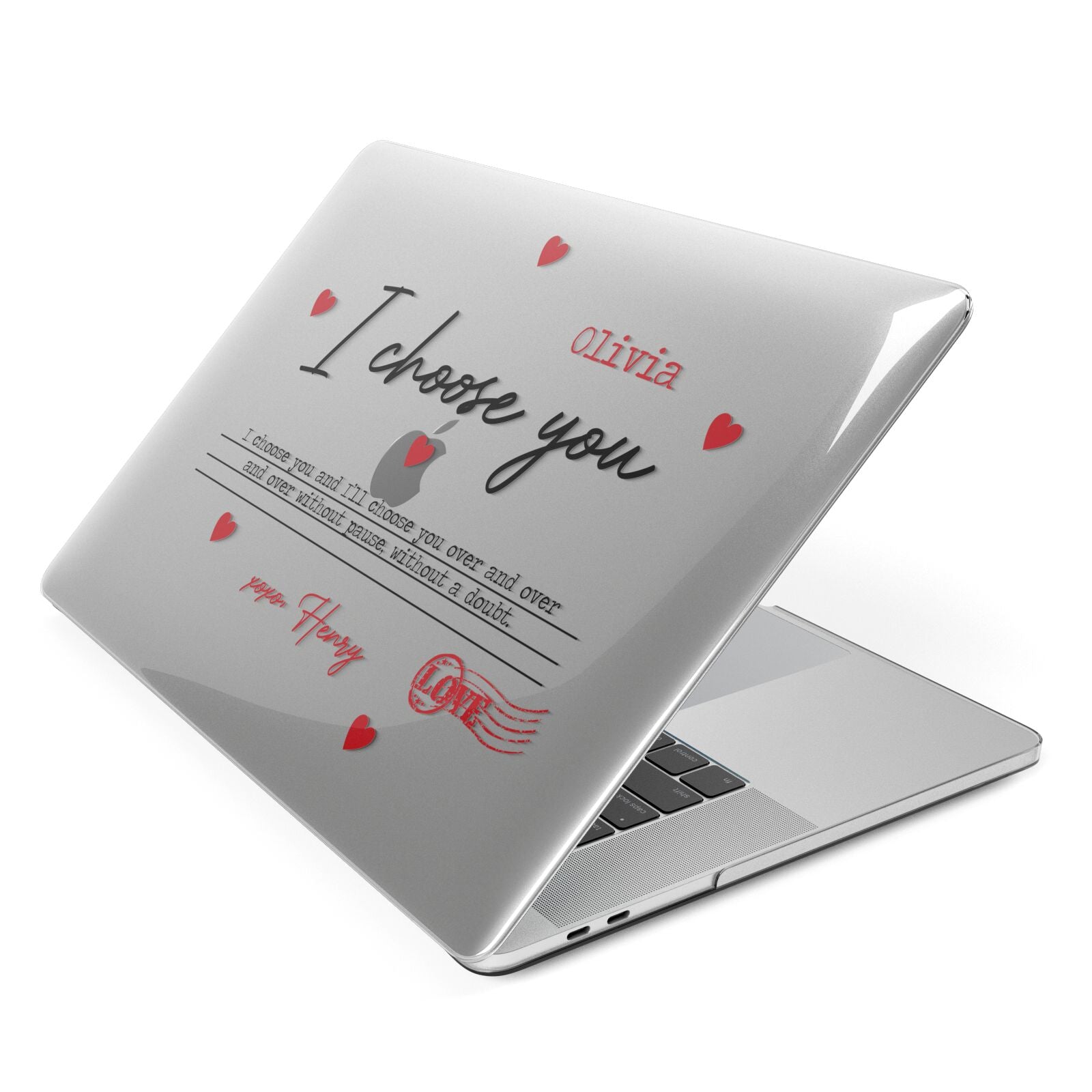 Custom Love Letter Apple MacBook Case Side View