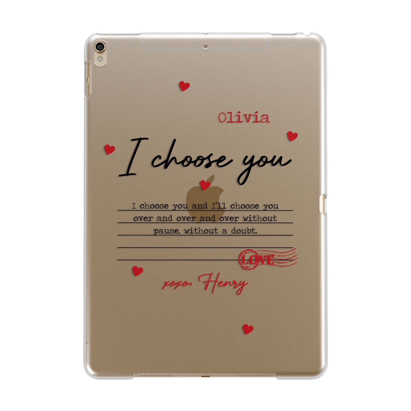 Custom Love Letter Apple iPad Gold Case