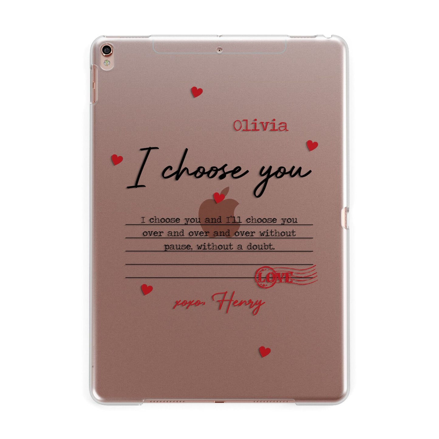 Custom Love Letter Apple iPad Rose Gold Case