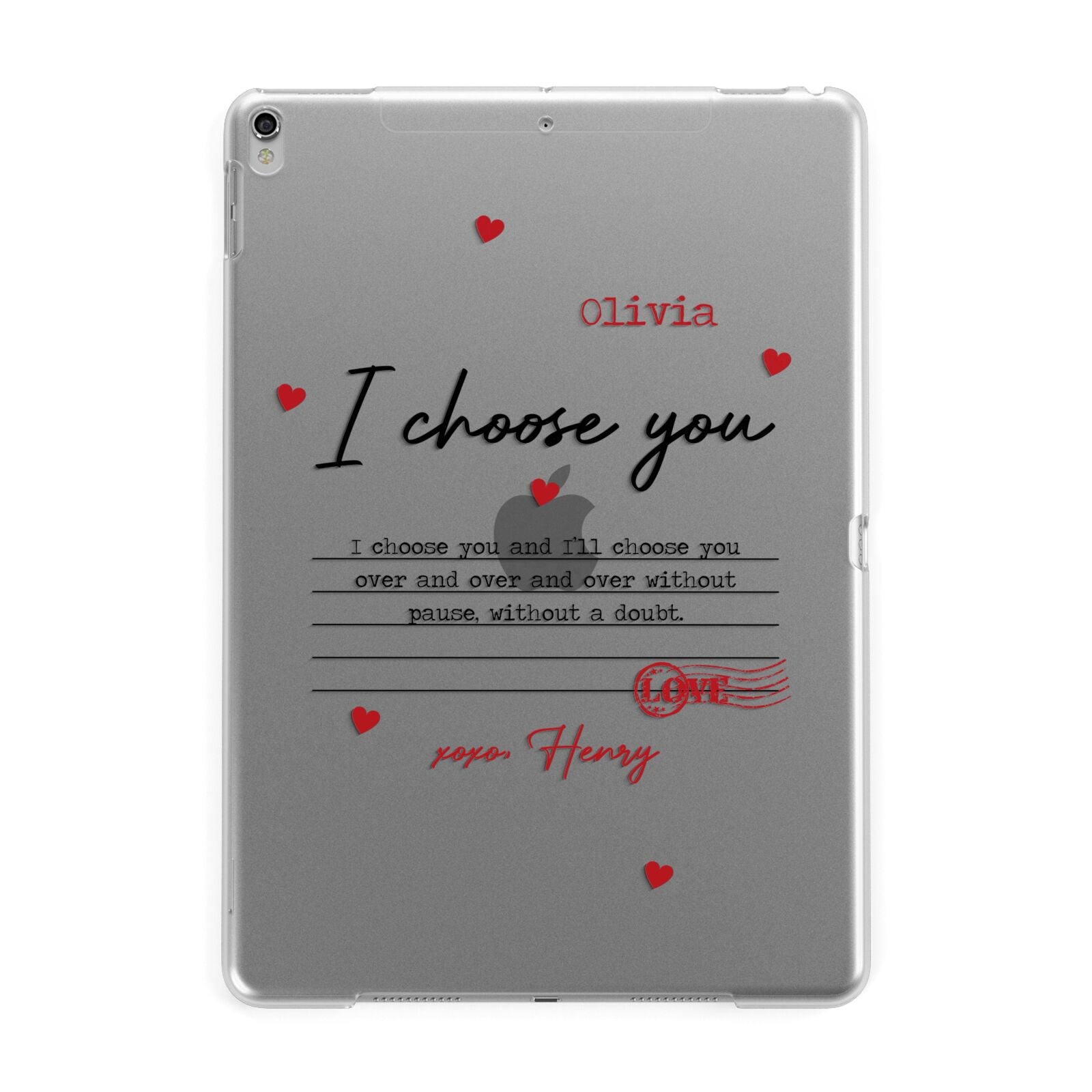 Custom Love Letter Apple iPad Silver Case