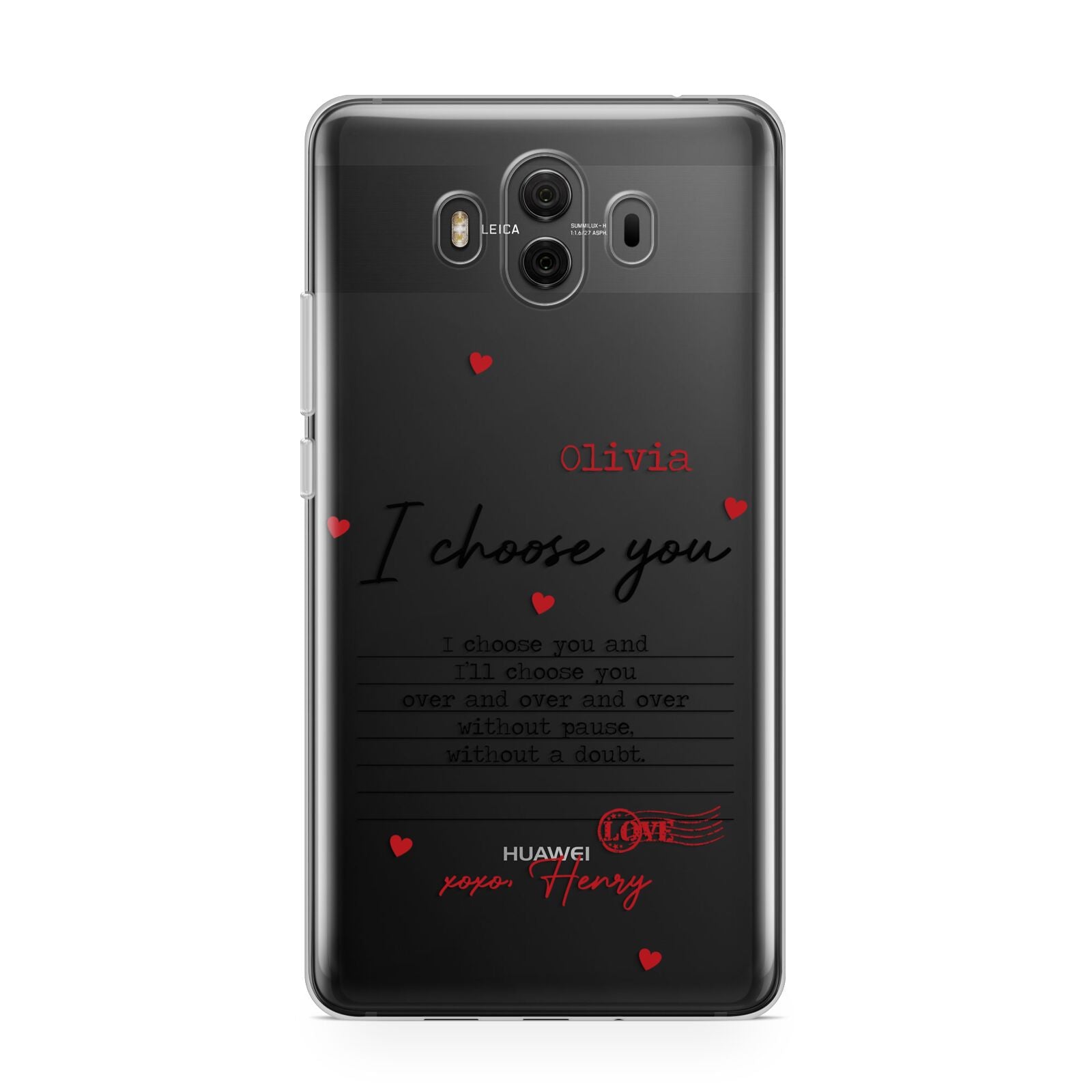 Custom Love Letter Huawei Mate 10 Protective Phone Case