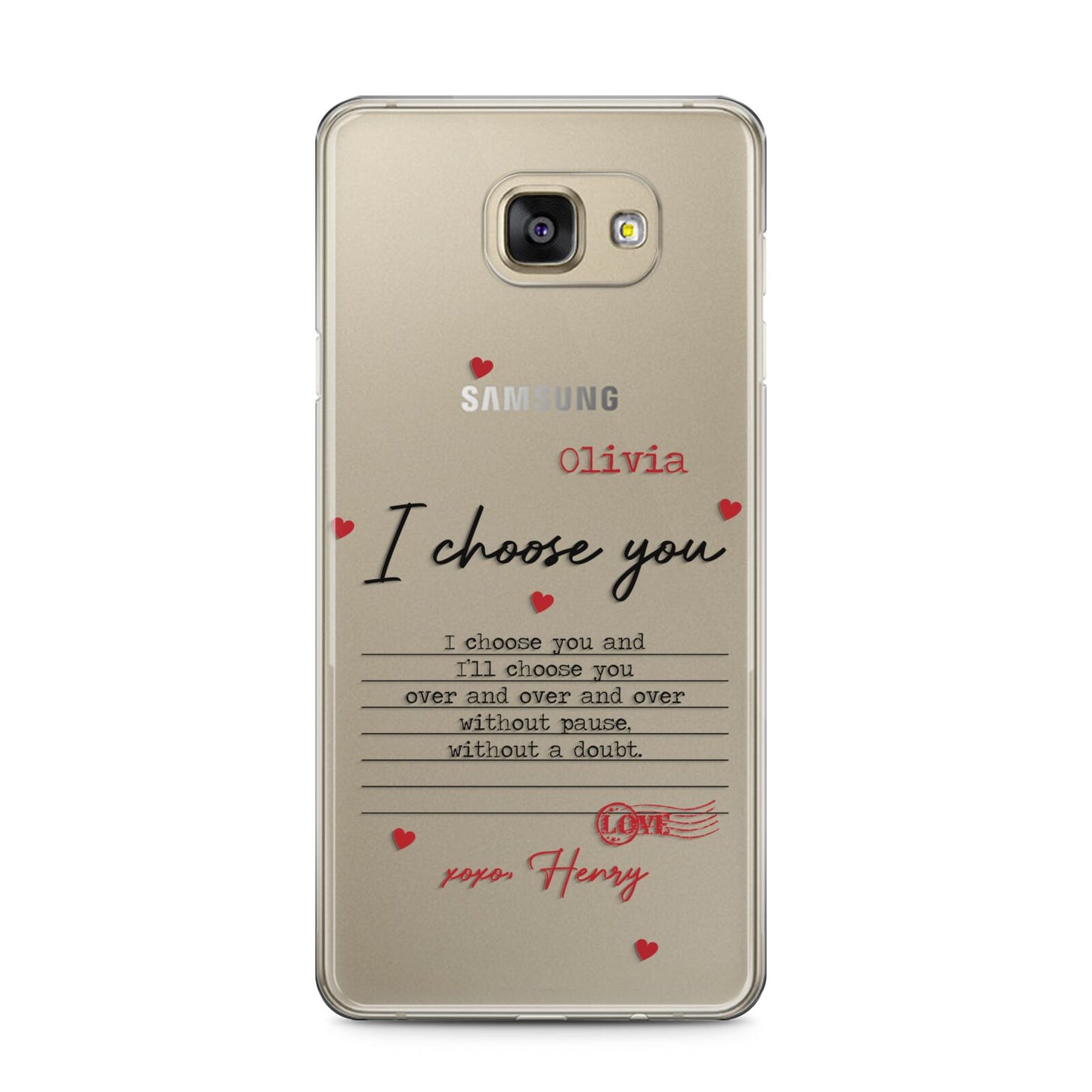 Custom Love Letter Samsung Galaxy A5 2016 Case on gold phone