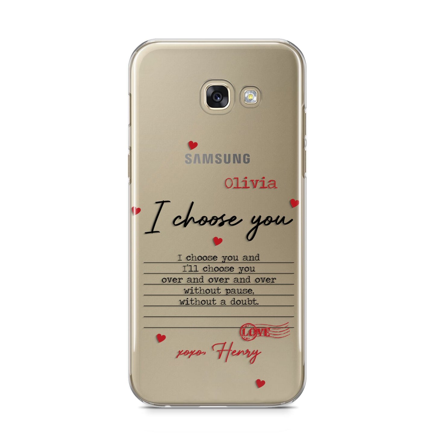 Custom Love Letter Samsung Galaxy A5 2017 Case on gold phone