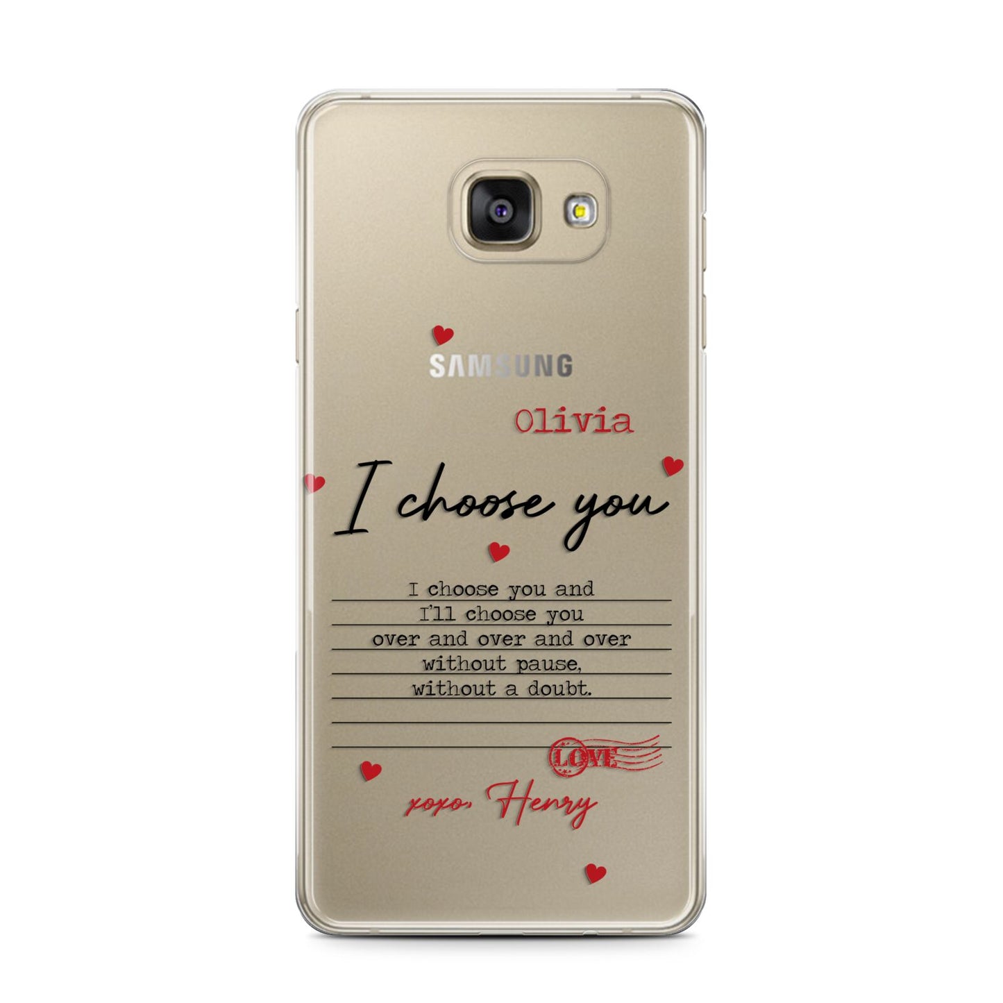 Custom Love Letter Samsung Galaxy A7 2016 Case on gold phone