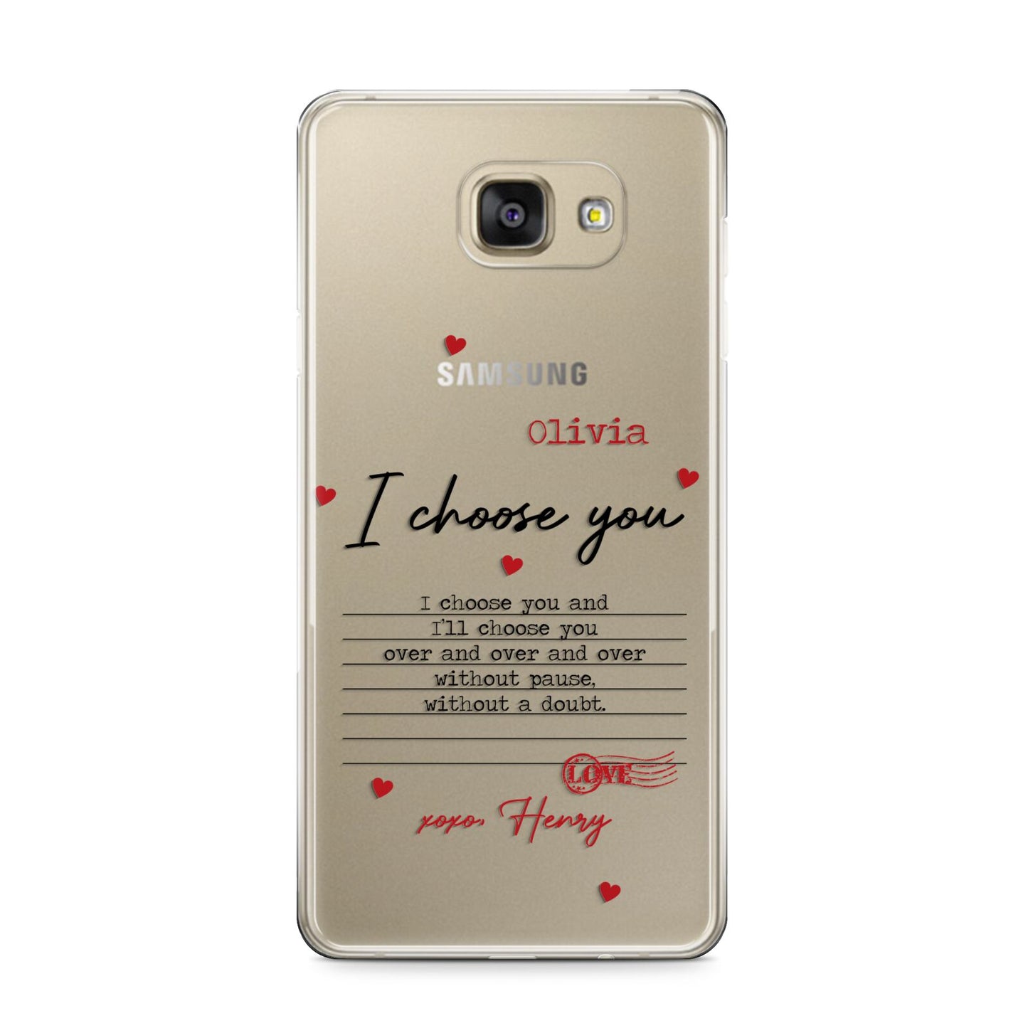 Custom Love Letter Samsung Galaxy A9 2016 Case on gold phone