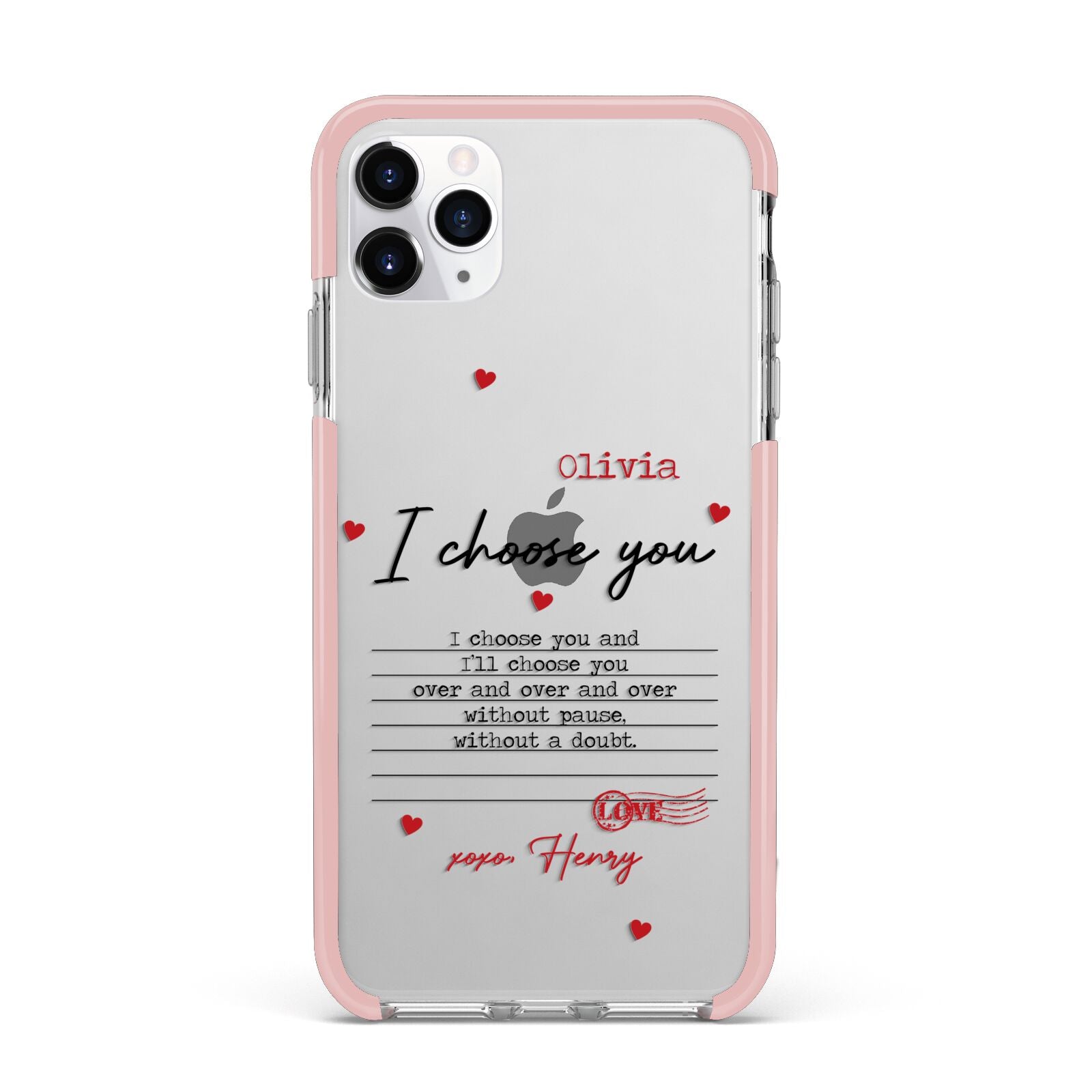 Custom Love Letter iPhone 11 Pro Max Impact Pink Edge Case