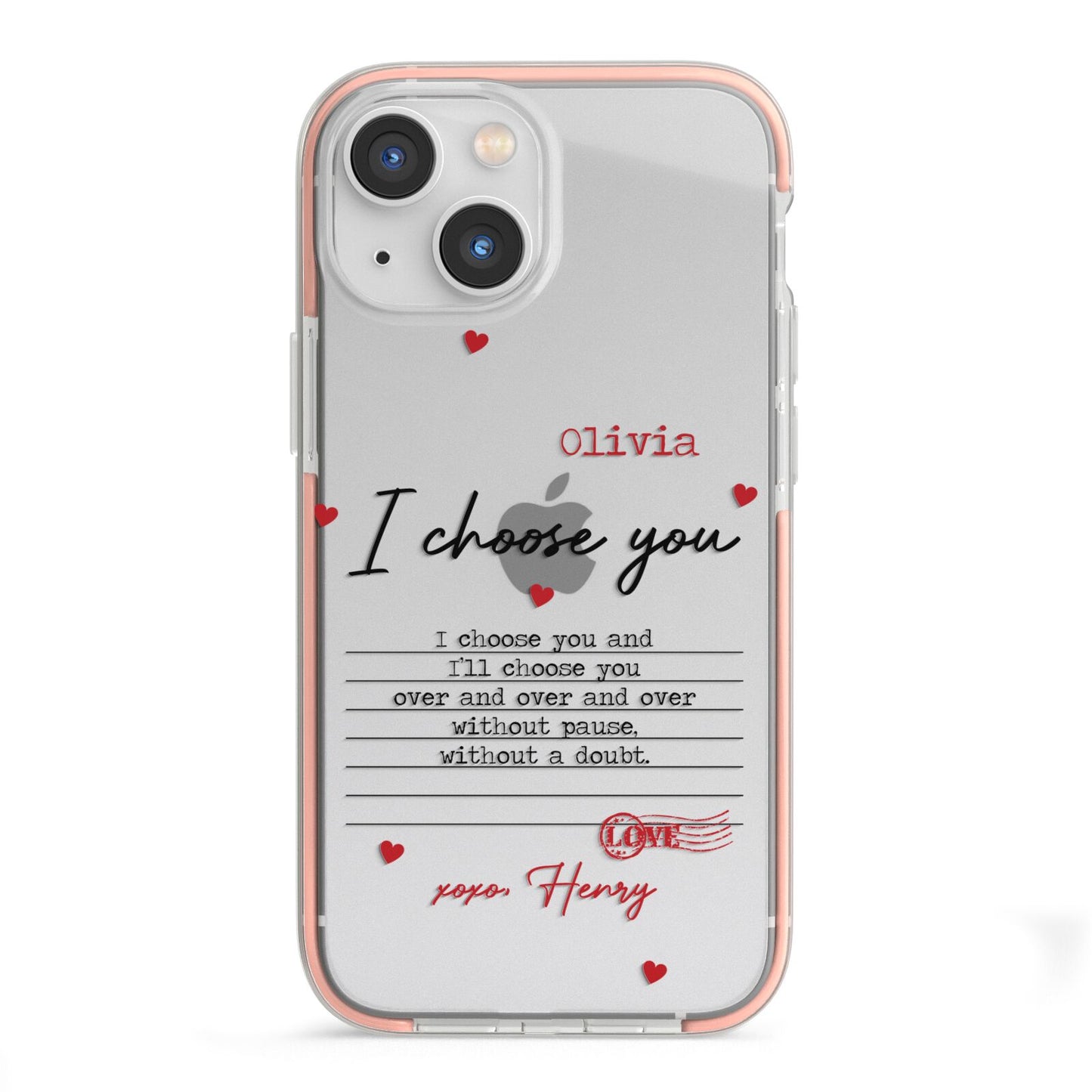 Custom Love Letter iPhone 13 Mini TPU Impact Case with Pink Edges