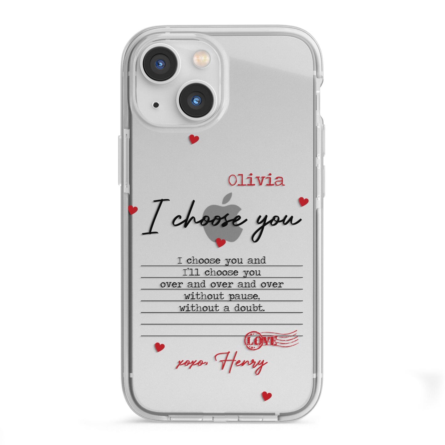 Custom Love Letter iPhone 13 Mini TPU Impact Case with White Edges