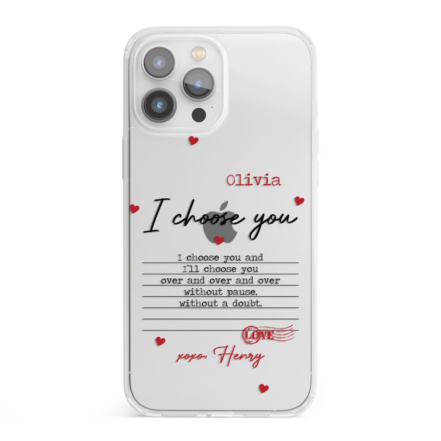 Custom Love Letter iPhone 13 Pro Max Clear Bumper Case