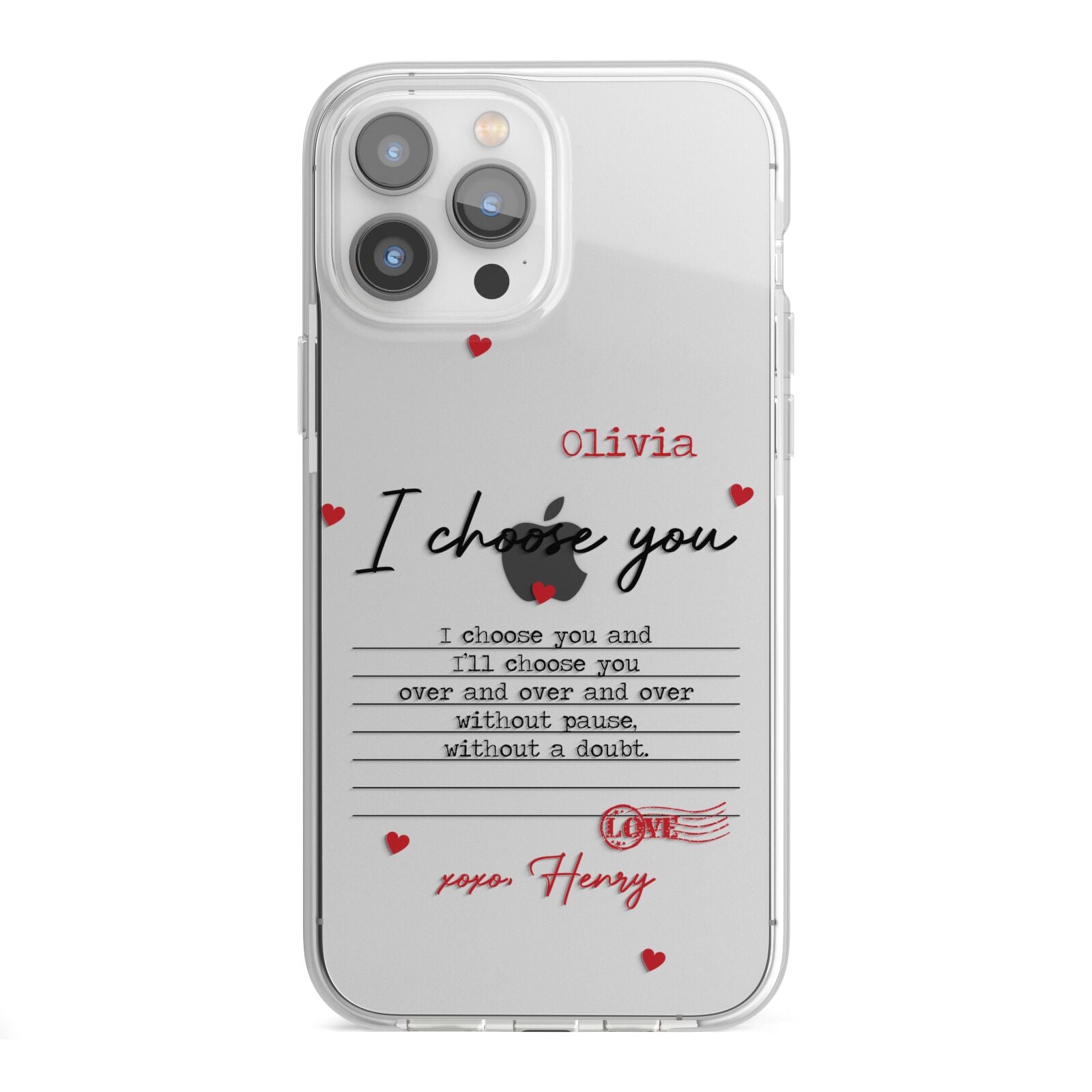 Custom Love Letter iPhone 13 Pro Max TPU Impact Case with White Edges