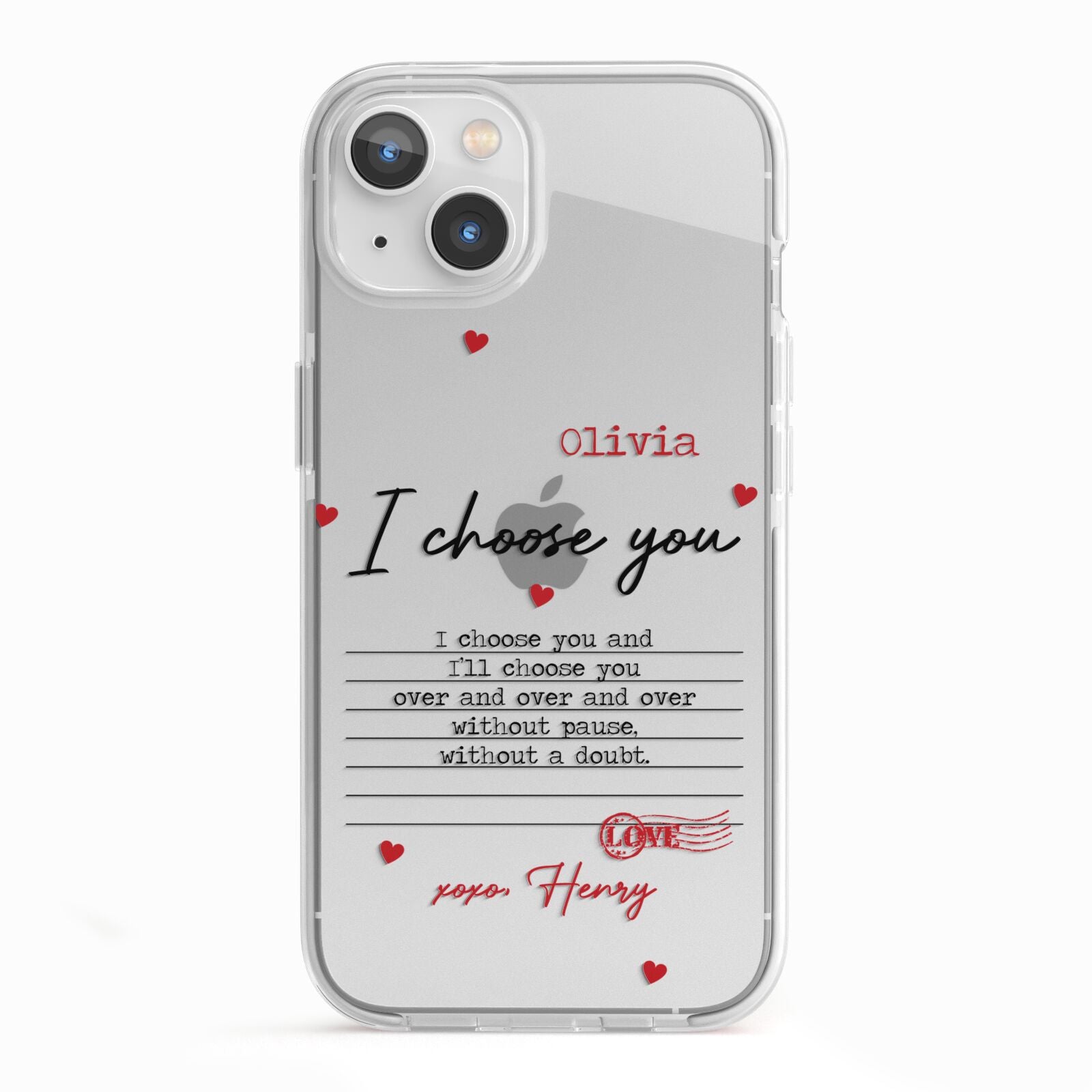 Custom Love Letter iPhone 13 TPU Impact Case with White Edges