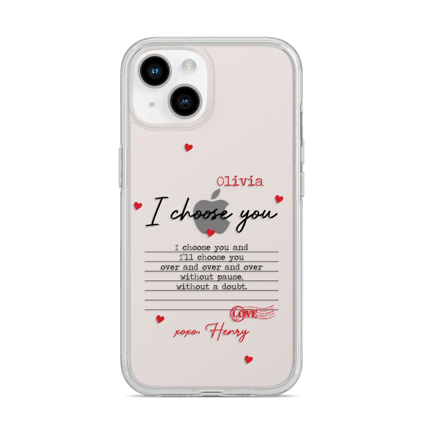 Custom Love Letter iPhone 14 Clear Tough Case Starlight