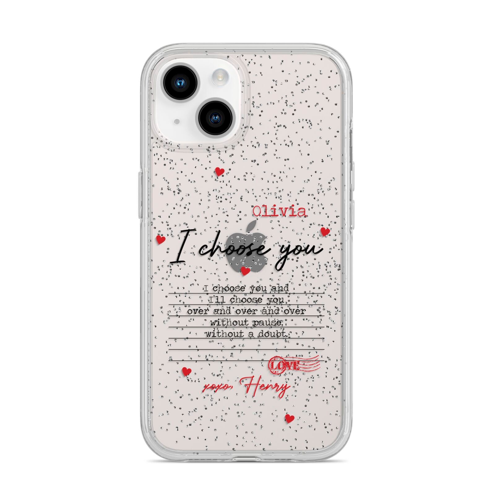 Custom Love Letter iPhone 14 Glitter Tough Case Starlight