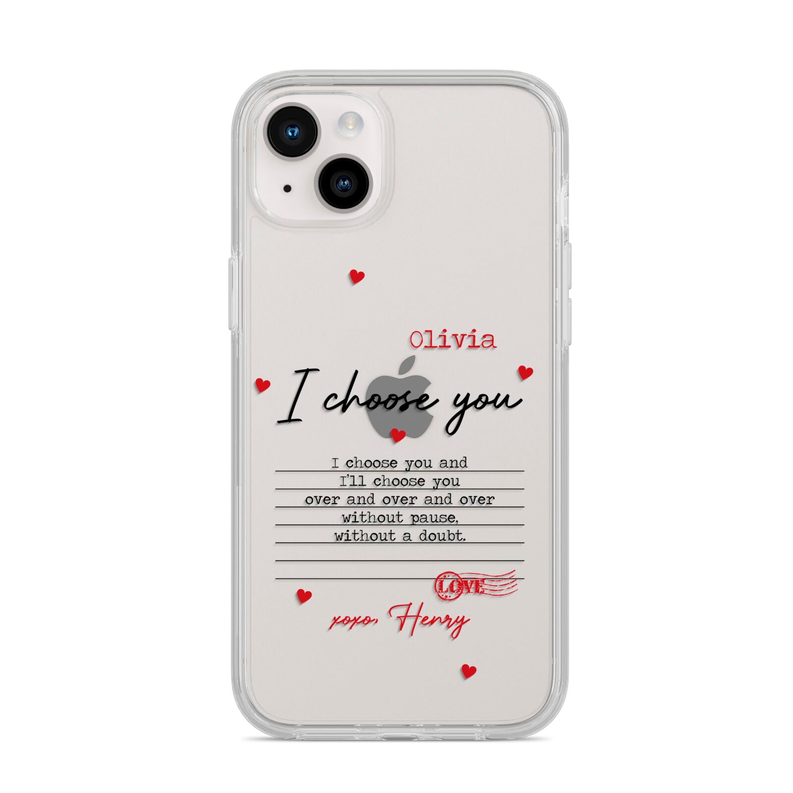 Custom Love Letter iPhone 14 Plus Clear Tough Case Starlight