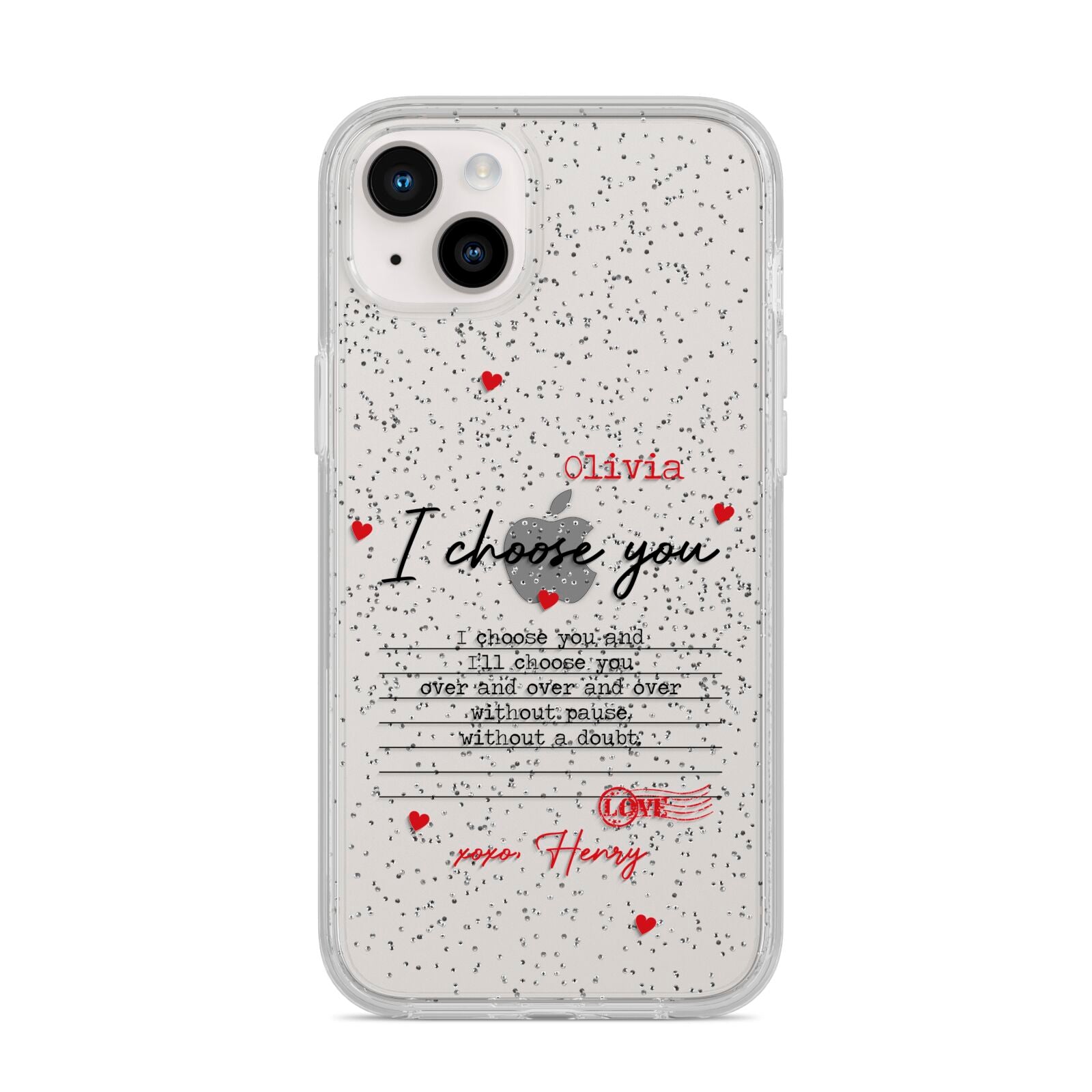 Custom Love Letter iPhone 14 Plus Glitter Tough Case Starlight