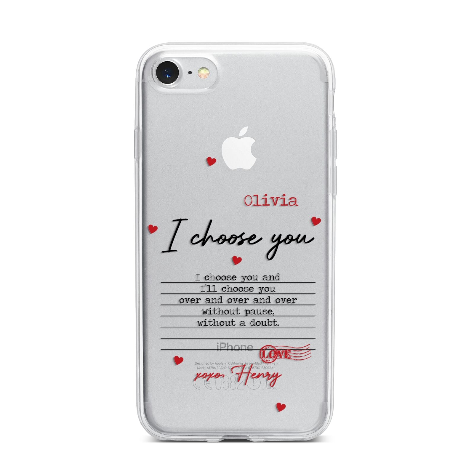 Custom Love Letter iPhone 7 Bumper Case on Silver iPhone