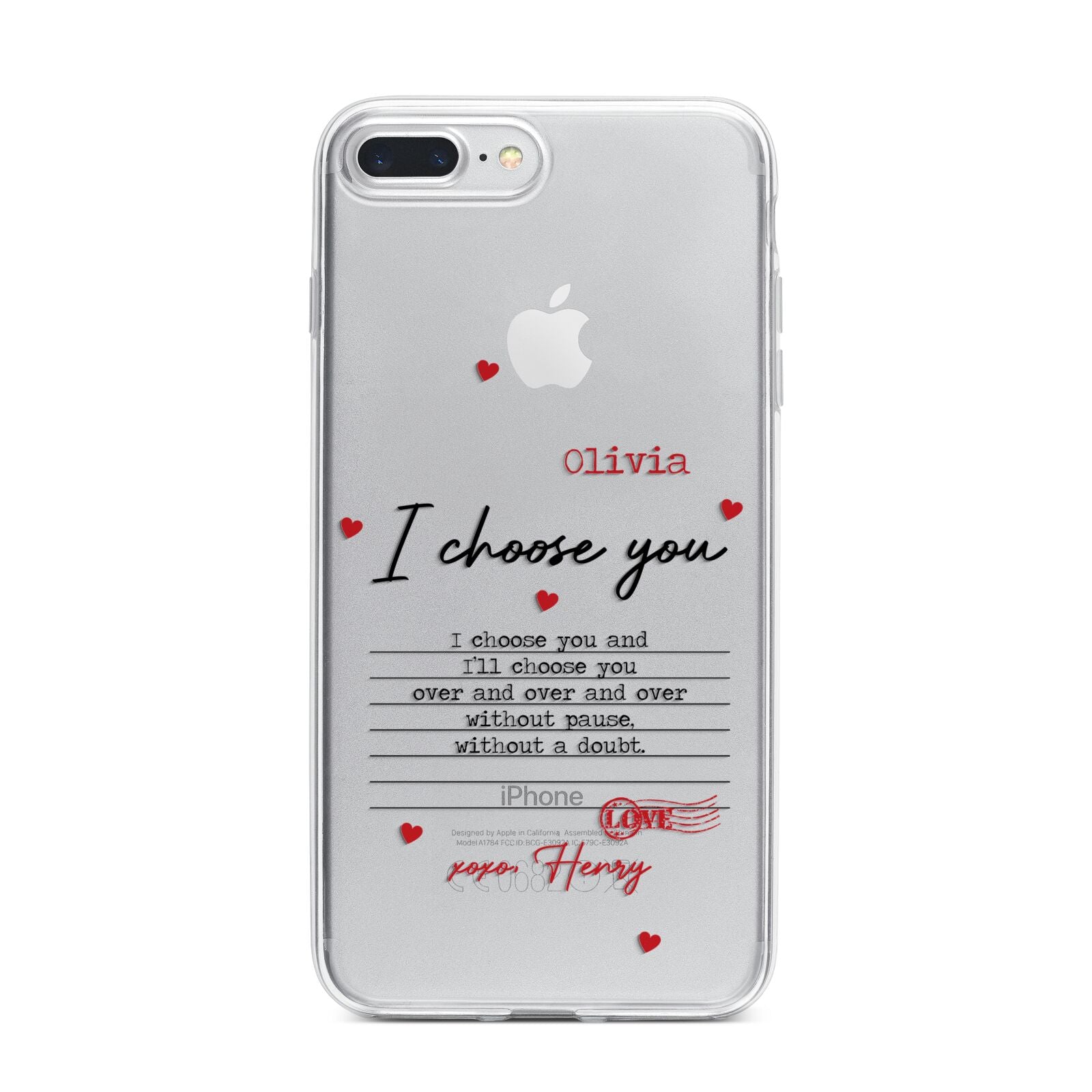 Custom Love Letter iPhone 7 Plus Bumper Case on Silver iPhone