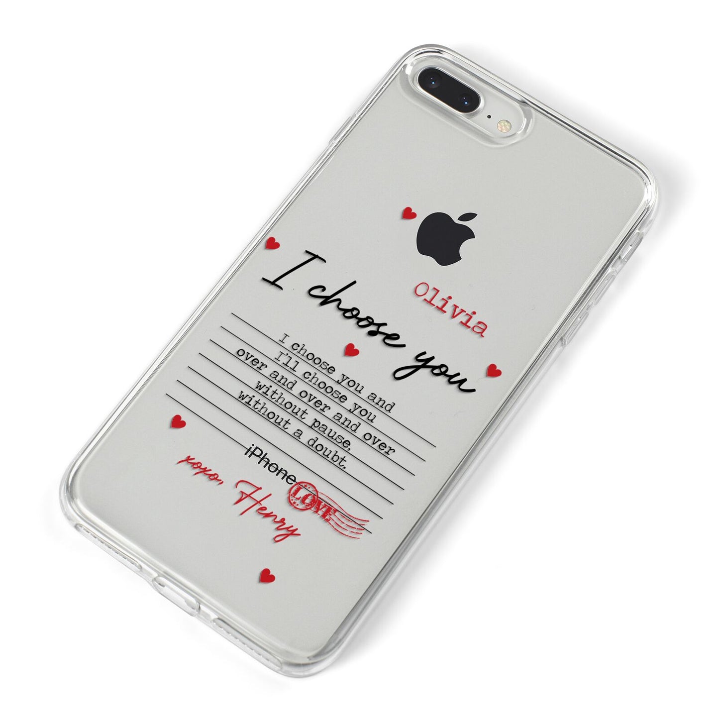 Custom Love Letter iPhone 8 Plus Bumper Case on Silver iPhone Alternative Image