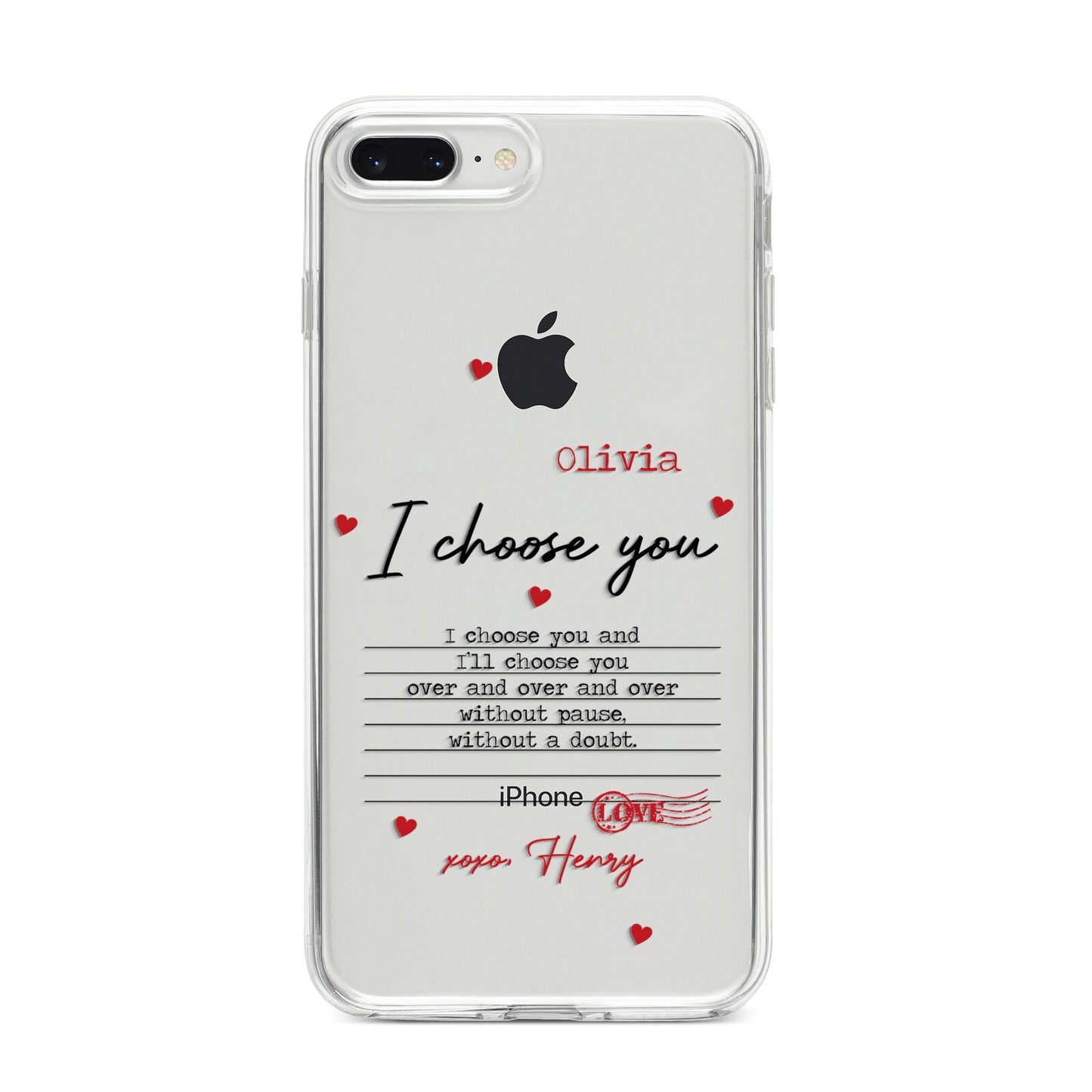 Custom Love Letter iPhone 8 Plus Bumper Case on Silver iPhone