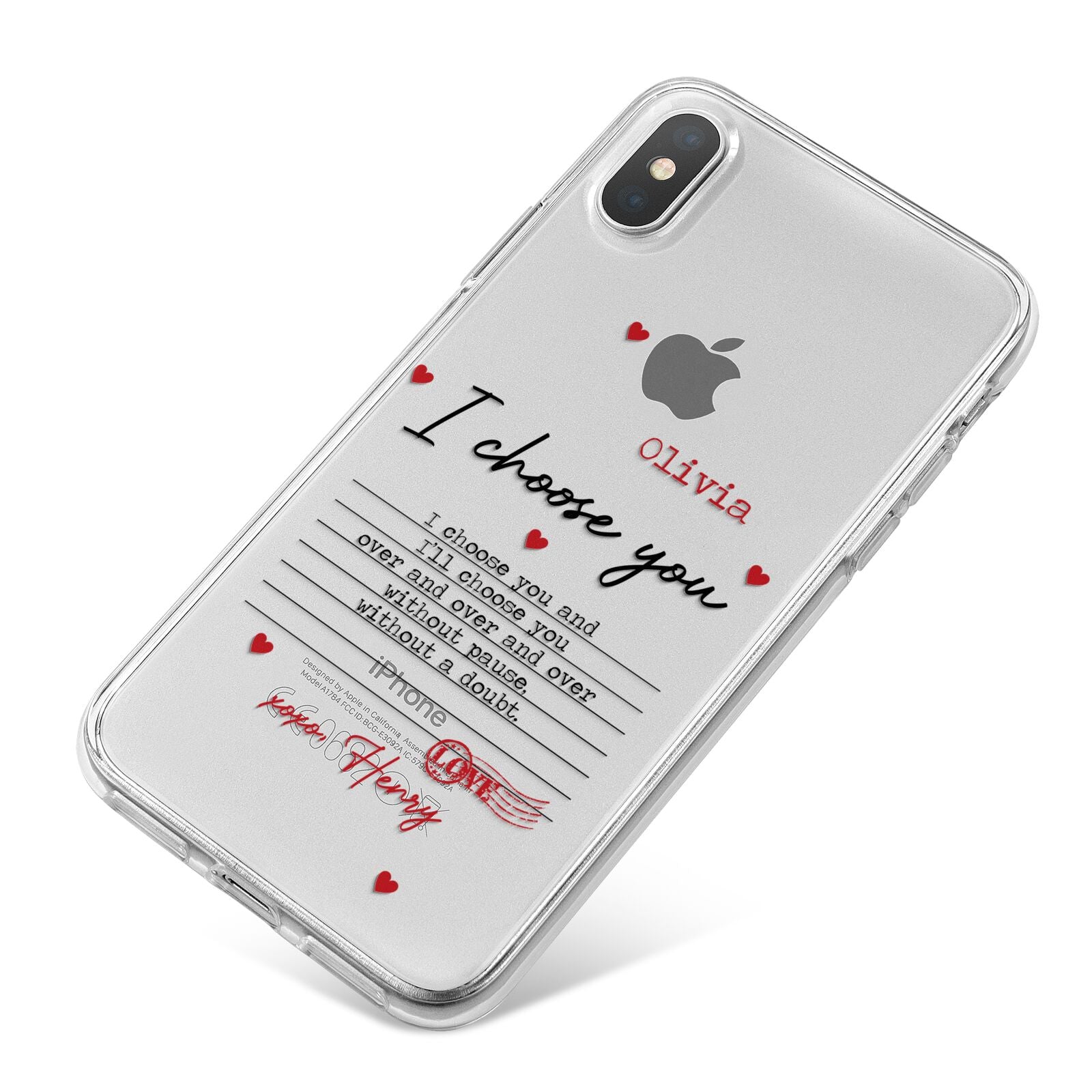 Custom Love Letter iPhone X Bumper Case on Silver iPhone