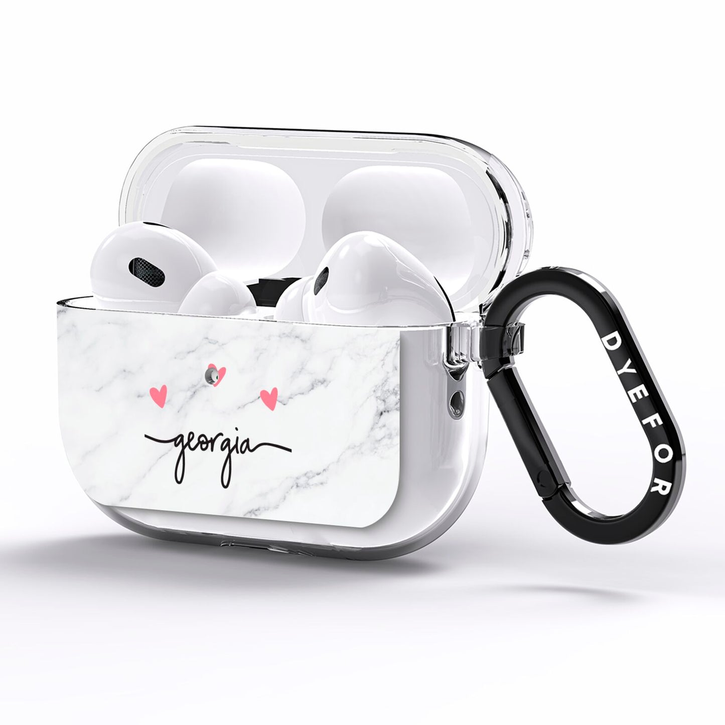 Custom Marble with Handwriting Text AirPods Pro Clear Case Side Image