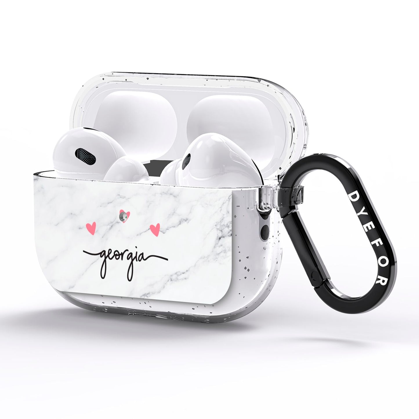 Custom Marble with Handwriting Text AirPods Pro Glitter Case Side Image