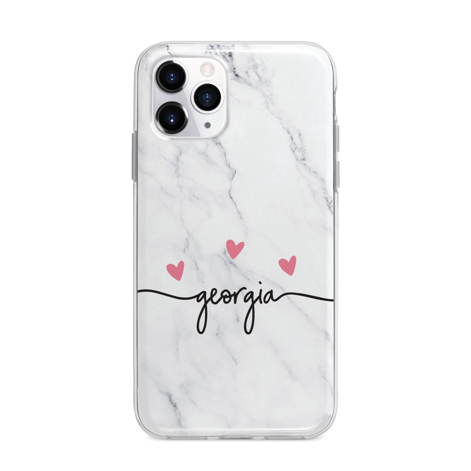 Custom Marble with Handwriting Text Apple iPhone 11 Pro Max in Silver with Bumper Case
