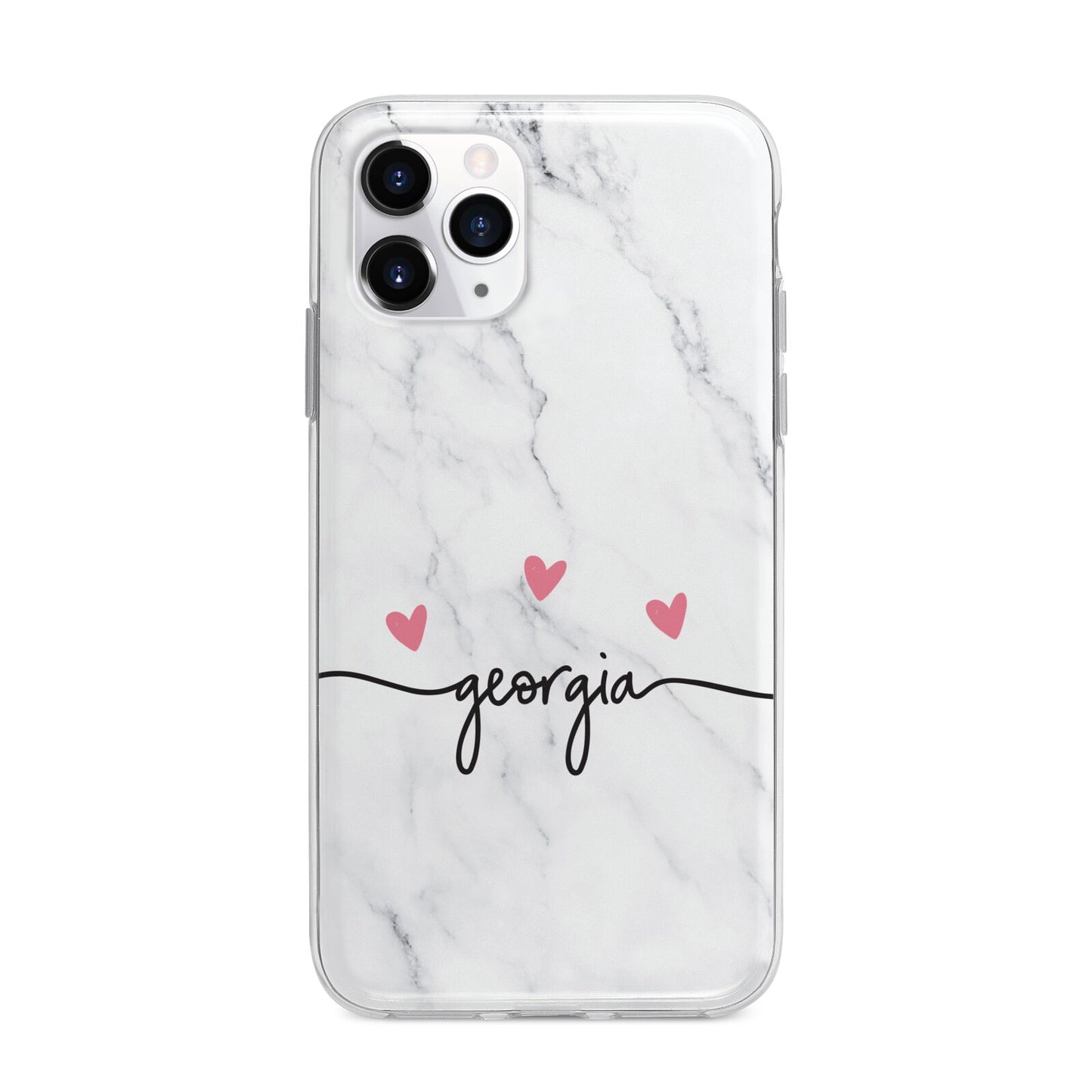Custom Marble with Handwriting Text Apple iPhone 11 Pro in Silver with Bumper Case
