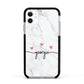 Custom Marble with Handwriting Text Apple iPhone 11 in White with Black Impact Case