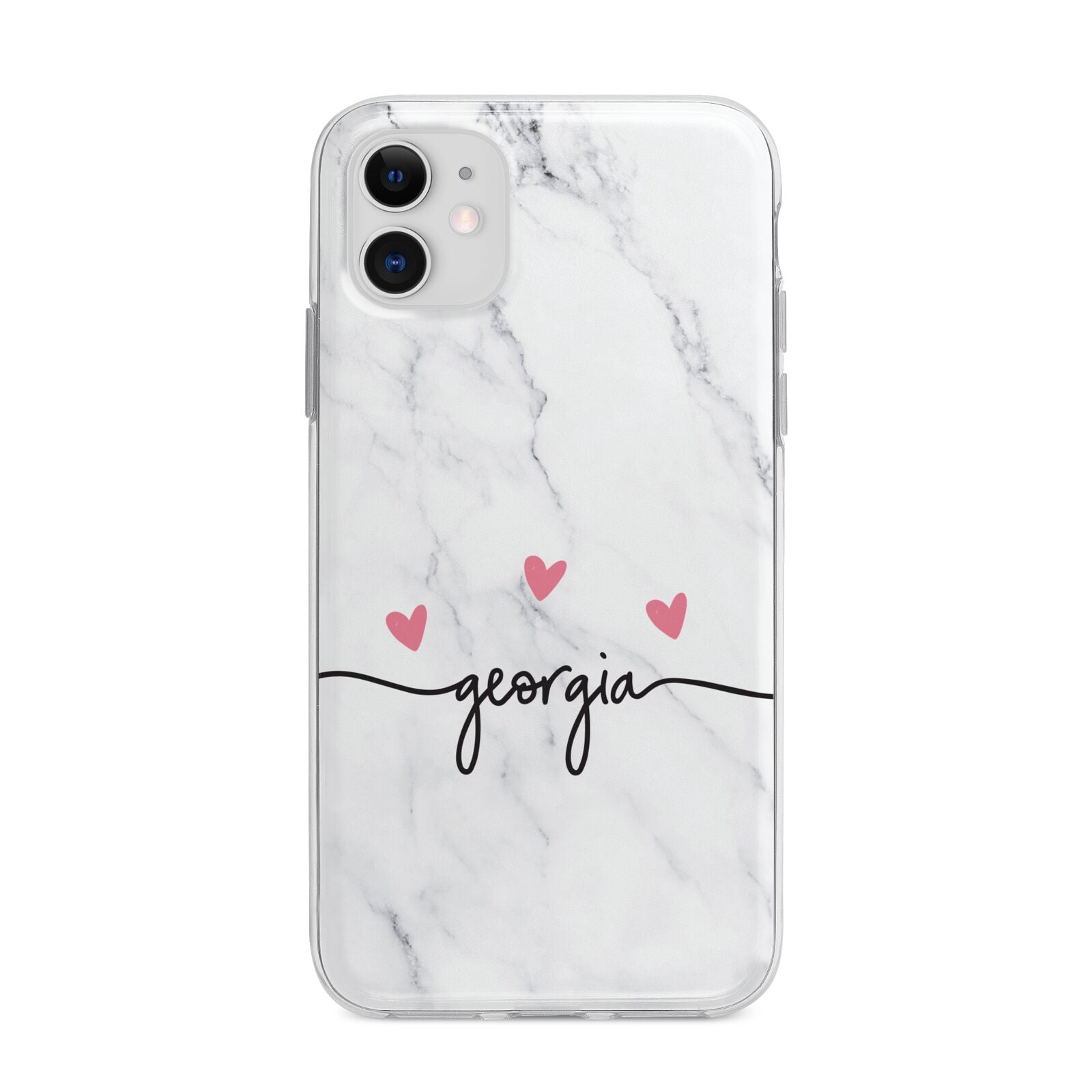 Custom Marble with Handwriting Text Apple iPhone 11 in White with Bumper Case